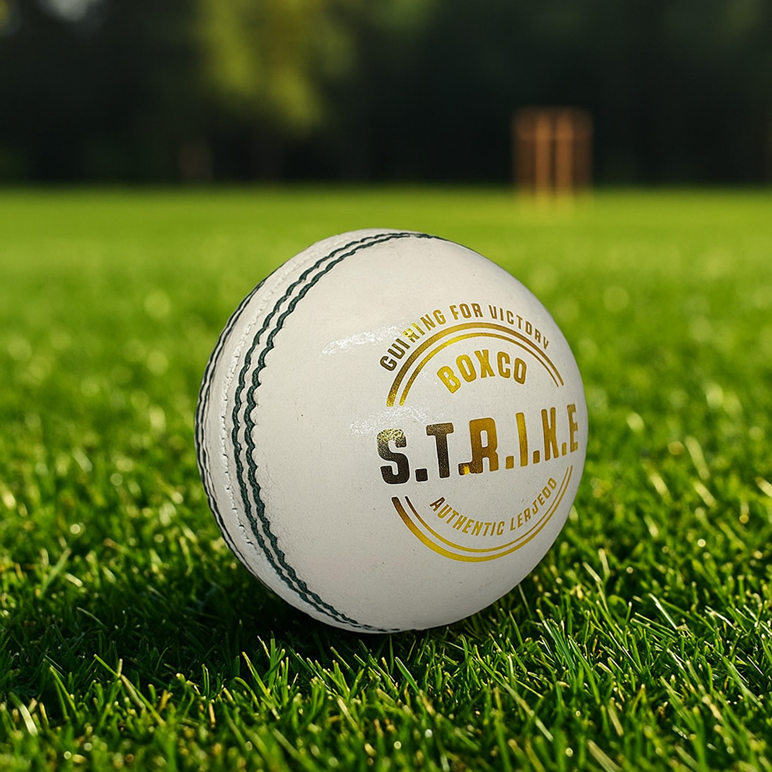Image of BOXCO Strike Leather Cricket Ball - Consturction Four Piece, Ideal for 20 Overs Cricket Leather Ball (Standard, Pack of 1, White)