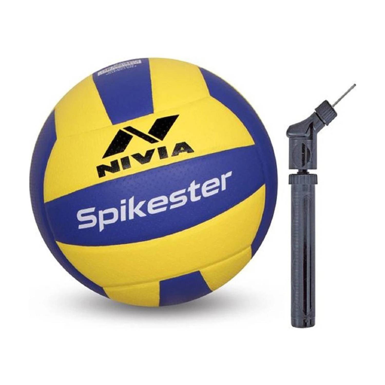NIVIA Spikester Volleyball + Double Action Air Pump Volleyball - Size: 4