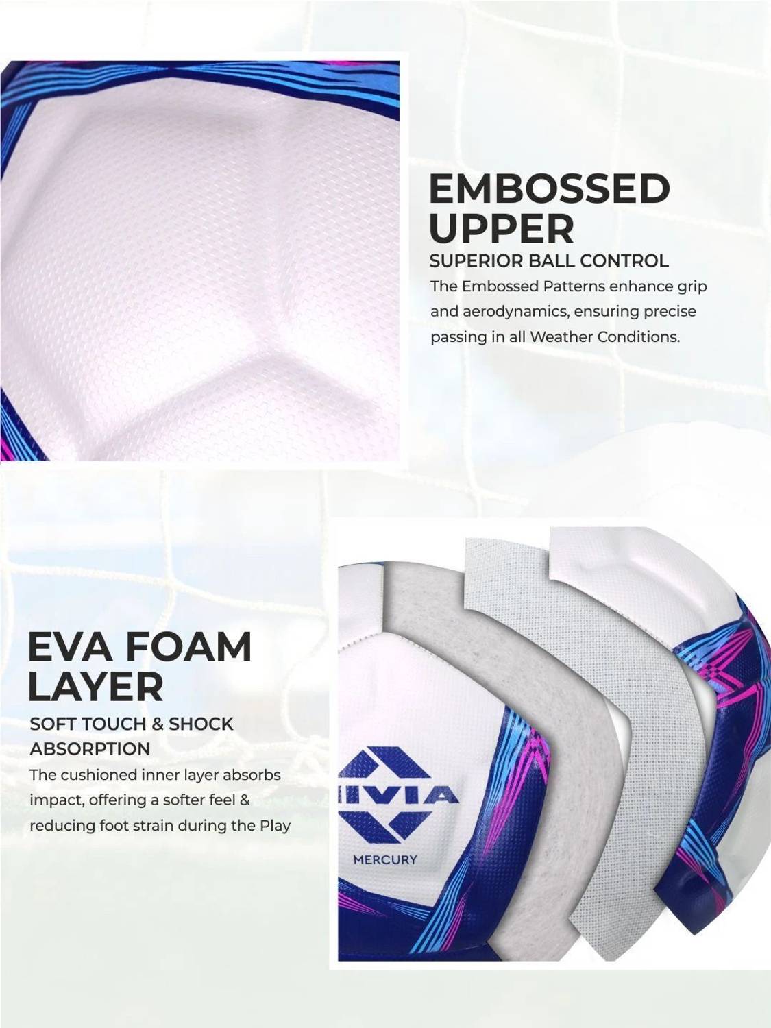 NIVIA Mercury 12 Panel PU Leather Soccer Ball - Size 5 - Image 2