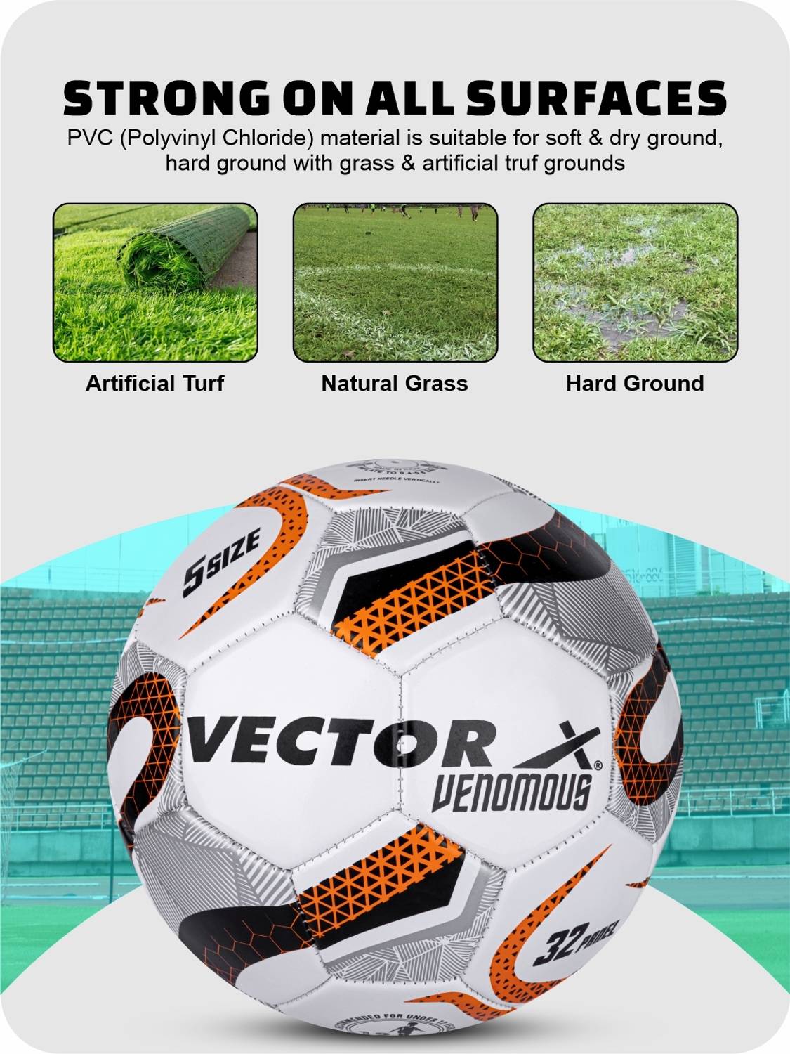 VECTOR X Venomous 32 Panel PVC Football - Size 5 - Image 3