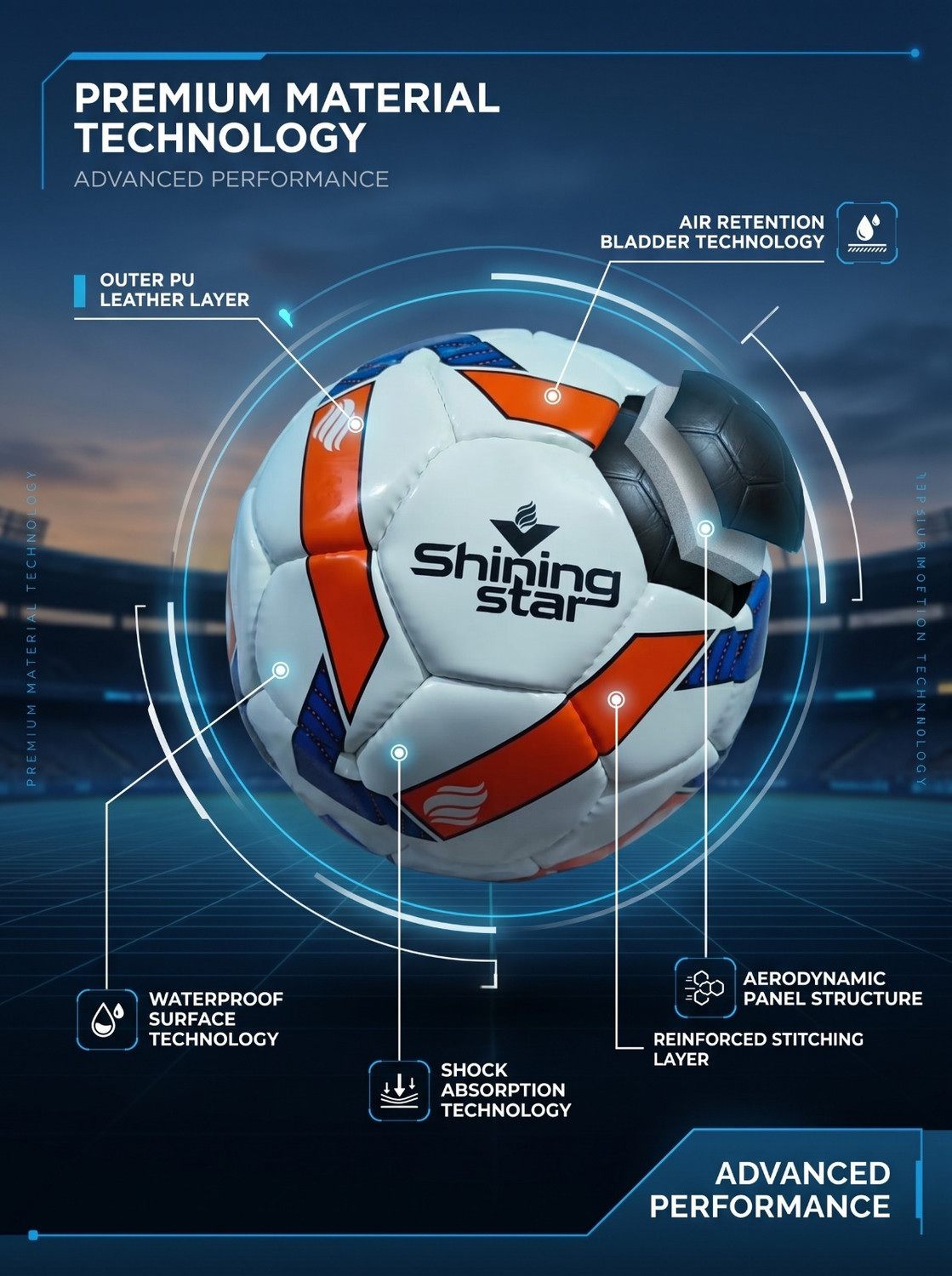 Image of shinning star Shining Star Football Size 5 | Durable Training Match Soccer Football - Size: 5