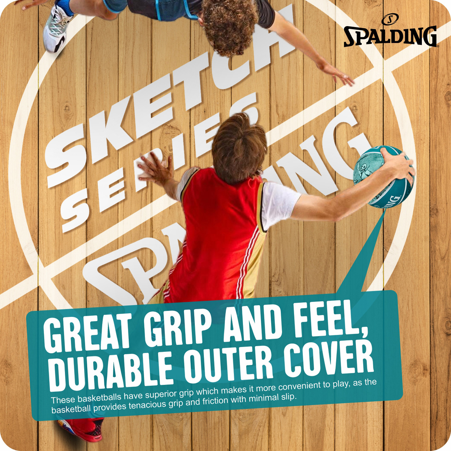 Image of SPALDING Sketch Series Original Outdoor Match Ball For Adults Basketball - Size: 7
