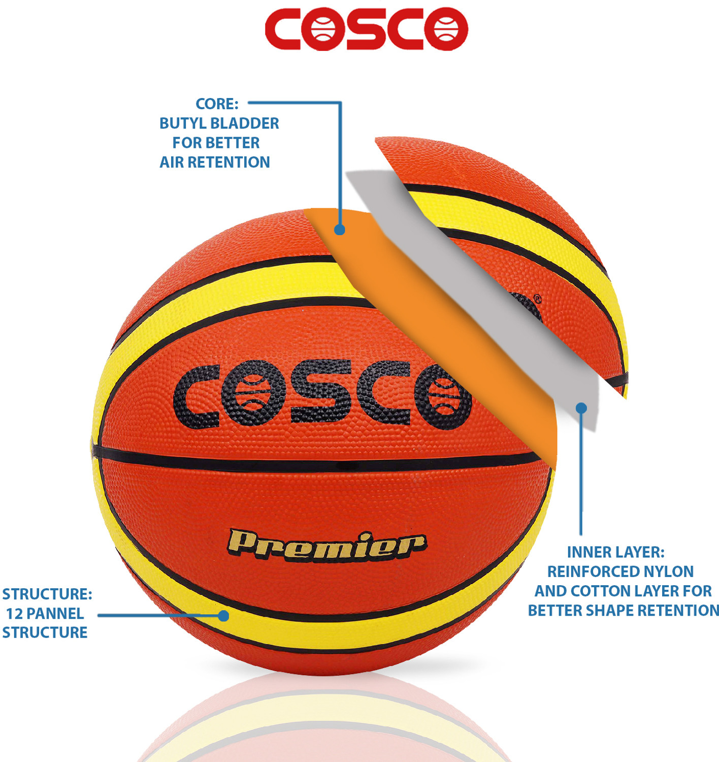 Image of COSCO PREMIER Basketball - Size: 7 (Standard, Pack of 1, Orange)