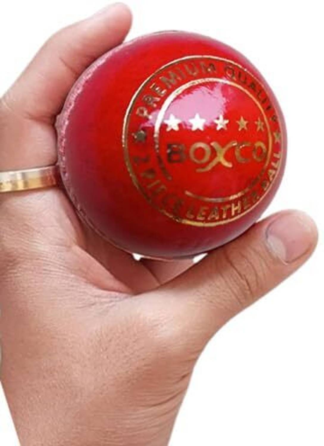 BOXCO Premium Two Piece Hand Stiched (Red) Cricket Leather Ball