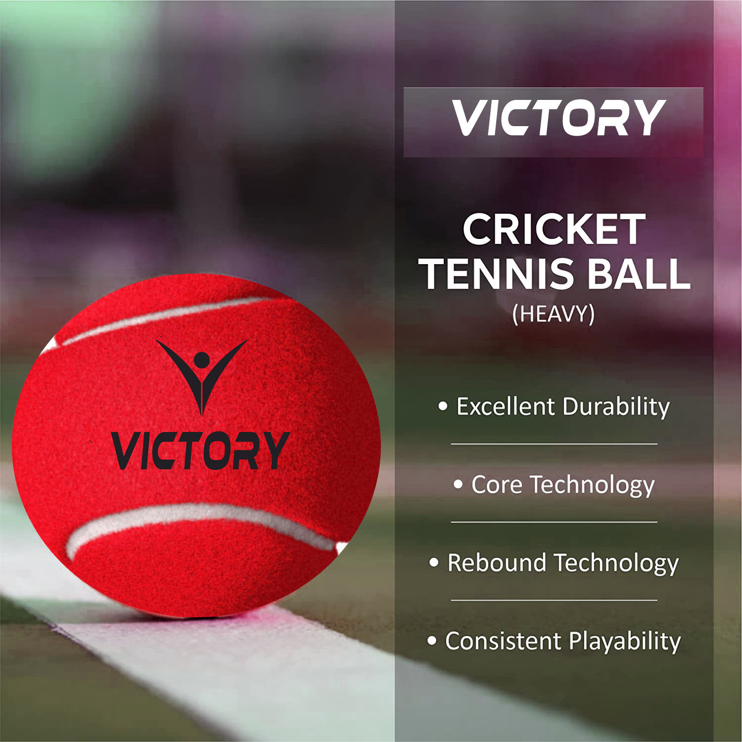 Image of VICTORY HEAVY Weight ( Pack of 3 ) Rubber Cricket Tennis Ball Cricket Cricket Tennis Ball