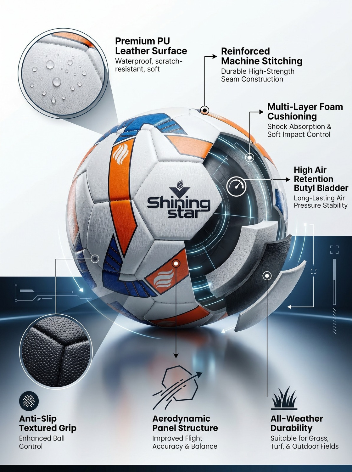 Image of shinning star Shining Star Football Size 5 | Durable Training Match Soccer Football - Size: 5