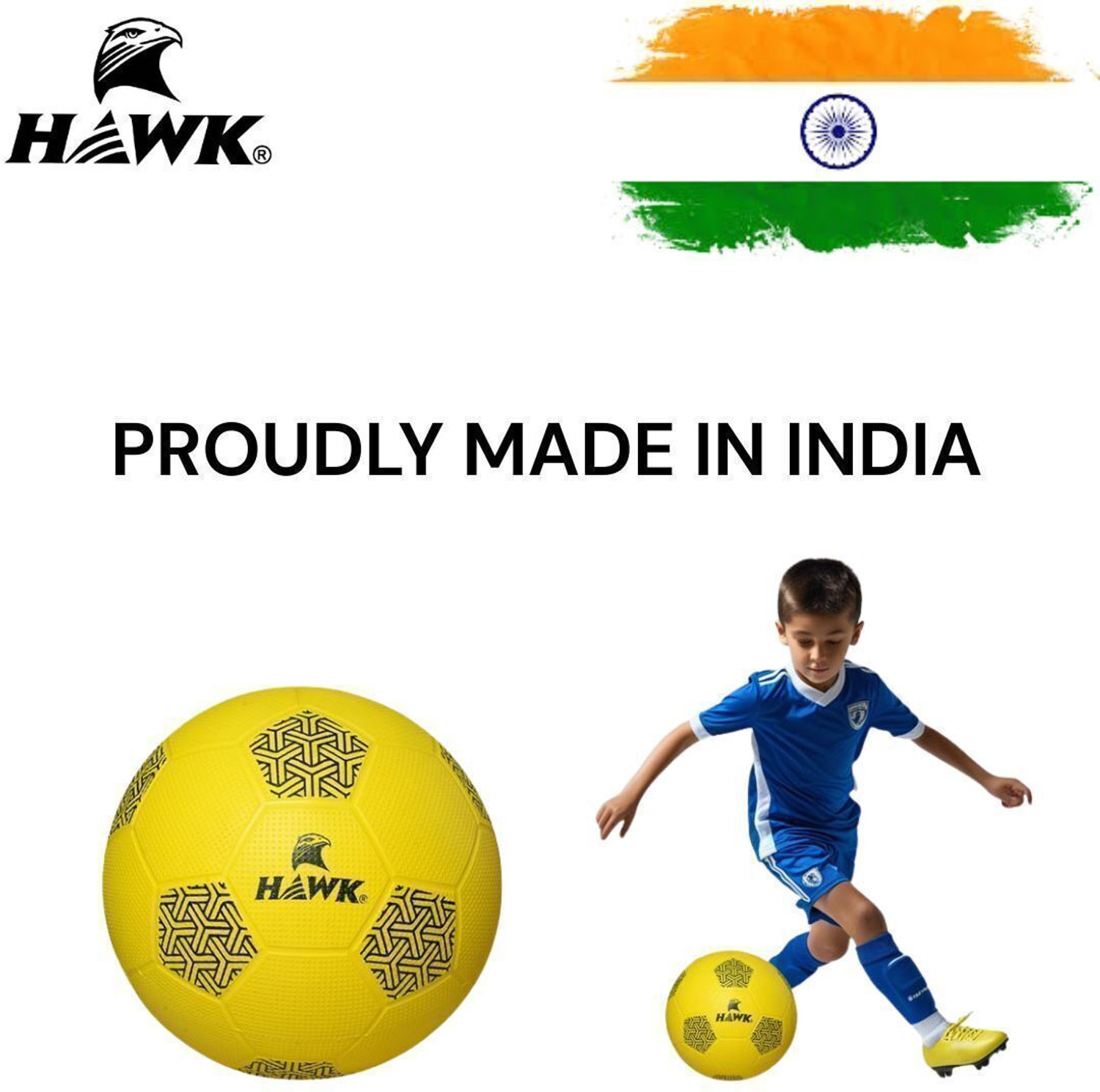 Image of HAWKK HOME PLAY FOOTBALL FOR KIDS AGE UPTO 12 YEARS, SIZE 3 Football - Size: 3