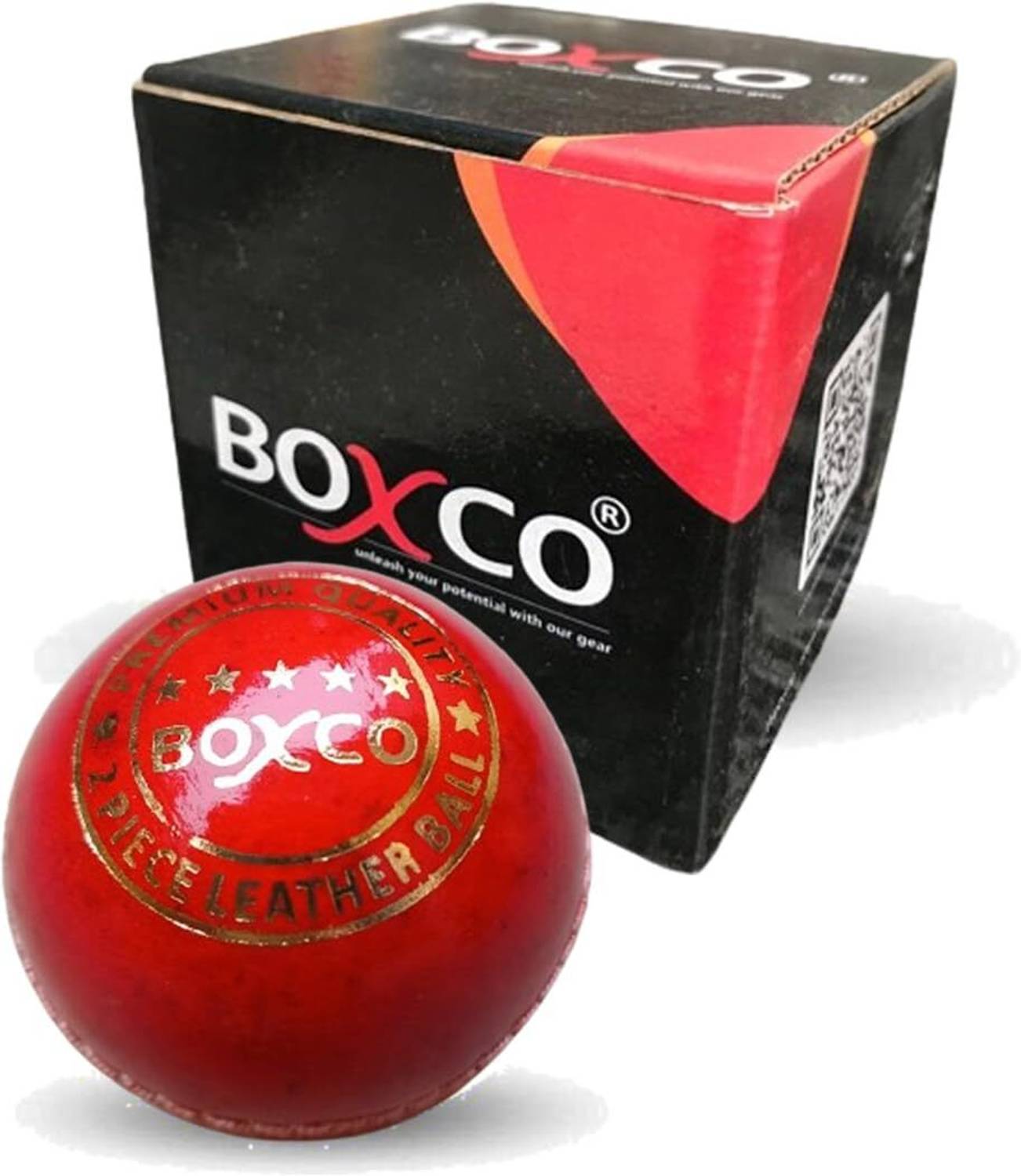 BOXCO Premium Hand Stiched Two Piece Cricket Leather Ball for Practice, T20 Matches Cricket Leather Ball