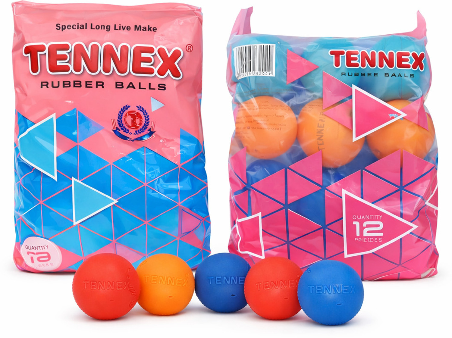 Image of Tennex Multi-Color Rubber Cricket Balls - Soft Practice Ball (Pack of 03) Cricket Rubber Ball