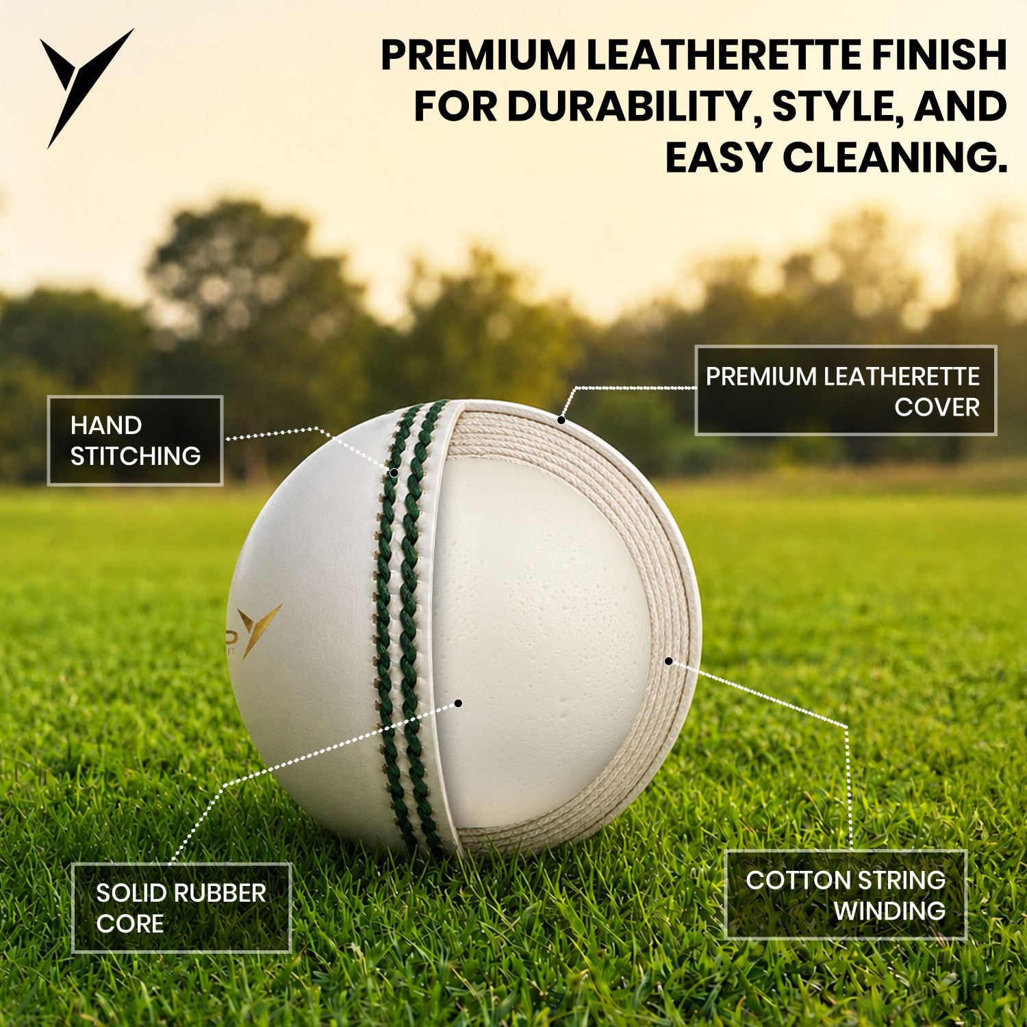 Image of Jaspo Super-90 Leatherette Cricket Ball for Outdoor Play|PU Core|Hand Stitched Finish| Cricket Leather Ball