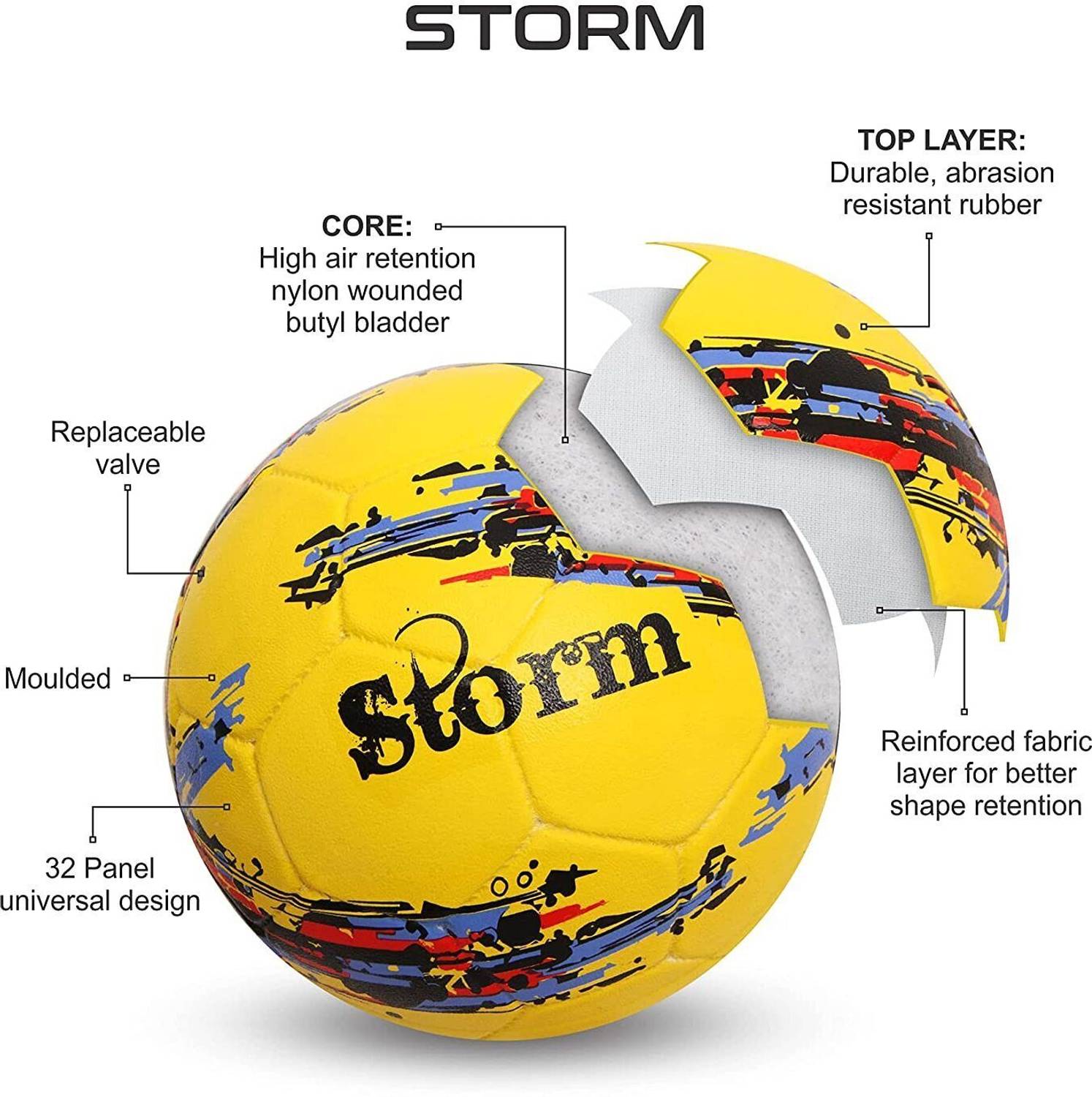 NIVIA Storm Football Size 5 Pack of 1 - Image 3