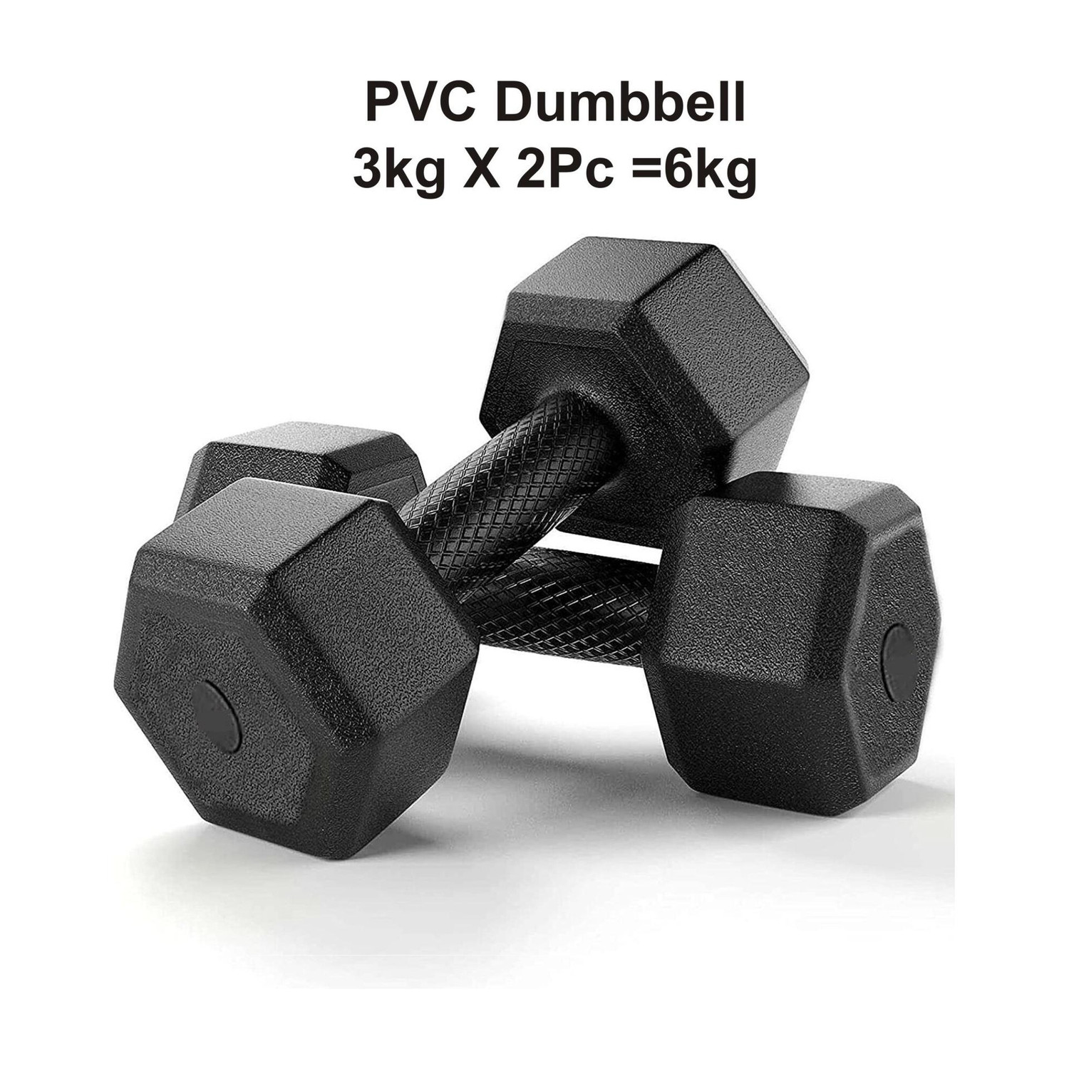 Image of Neelkanth 3KG PAIR DUMBBELL SET TOTAL WEIGHT 6KG Weighted Skipping Rope (Black, Length: 15 cm)