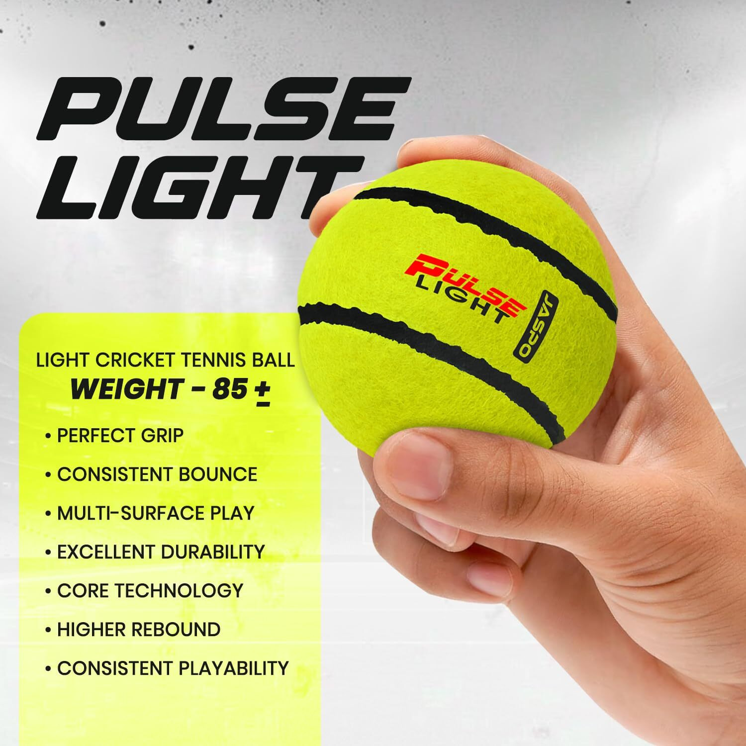 Image of Jaspo Activo Tennis Cricket Ball, 66mm, Wool Felt, 80g, High Bounce Rubber Core, Cricket Tennis Ball