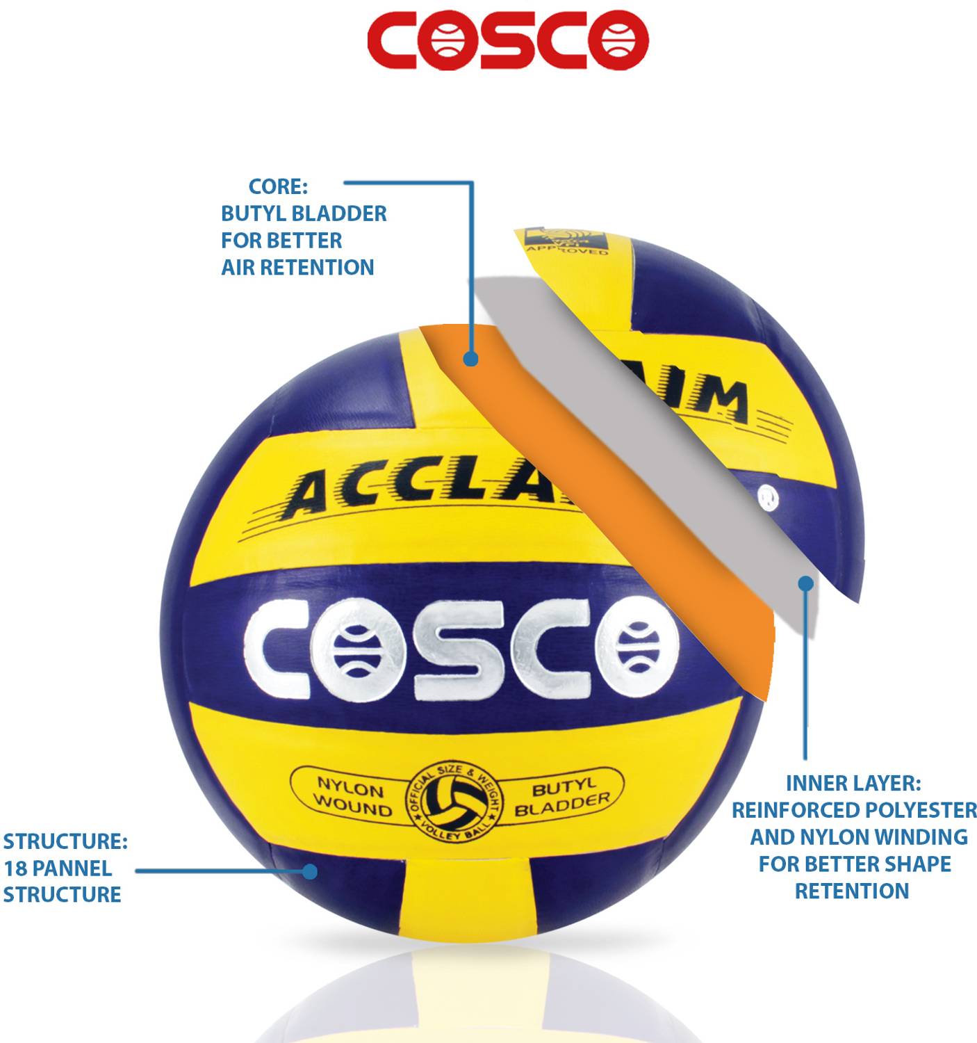 COSCO Acclaim Volleyball Size 4 Pack of 1 - Image 3