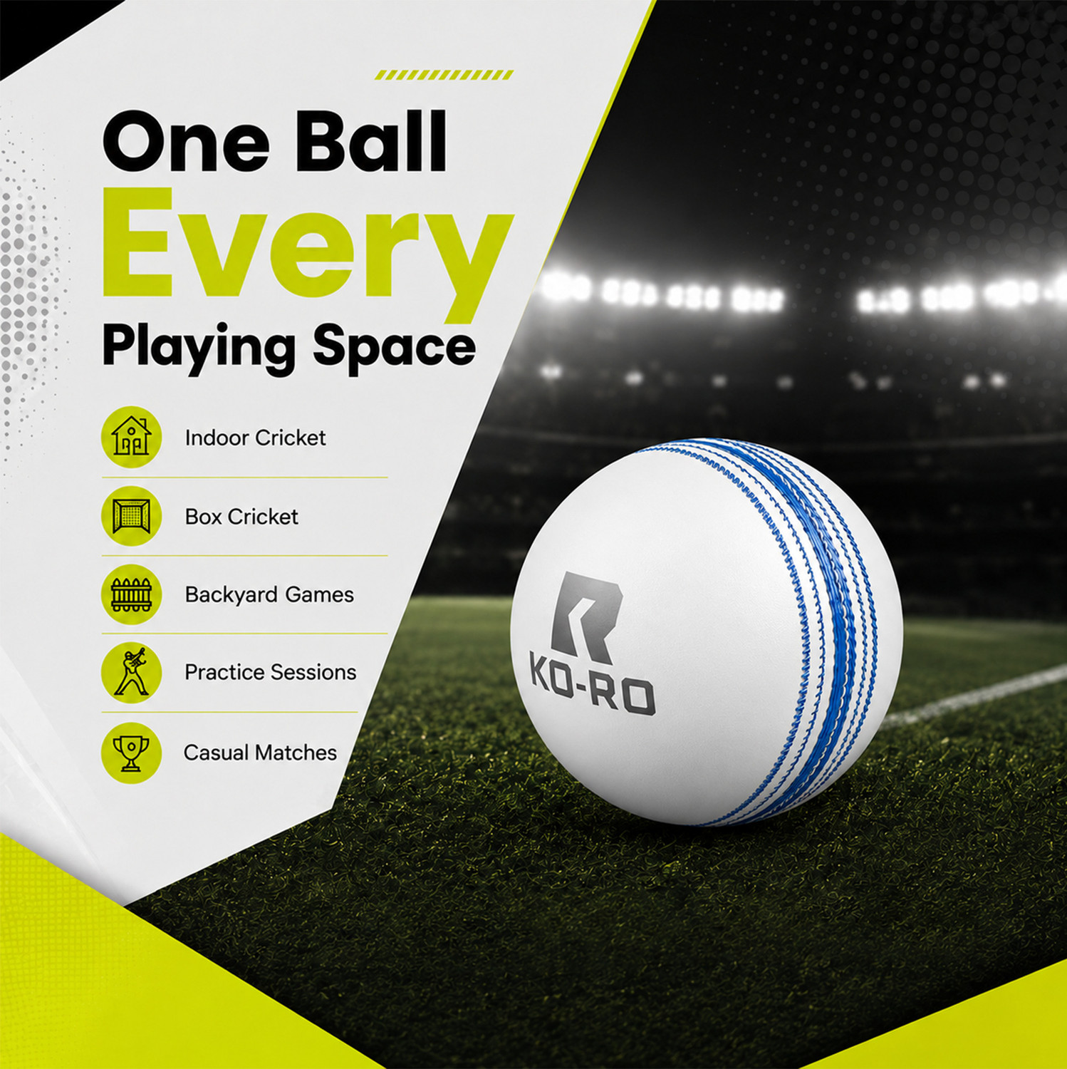 Image of KORO I-20 Plus Practice Cricket Wind Balls Indoor & Outdoor Street & Beach Cricket Cricket Synthetic Ball (Standard, Pack of 6, White)