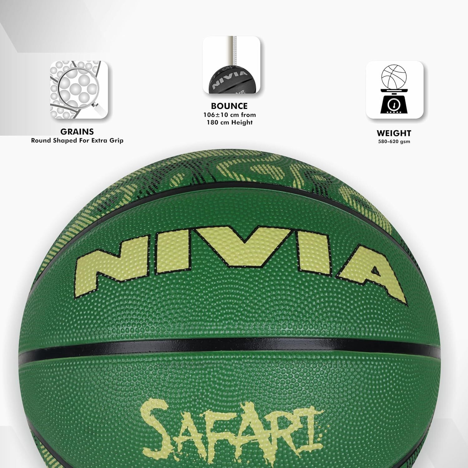 Image of NIVIA Safari Basketball, Molded Durable Rubber Cover , All Indoor & Outdoor Surfaces Basketball - Size: 3