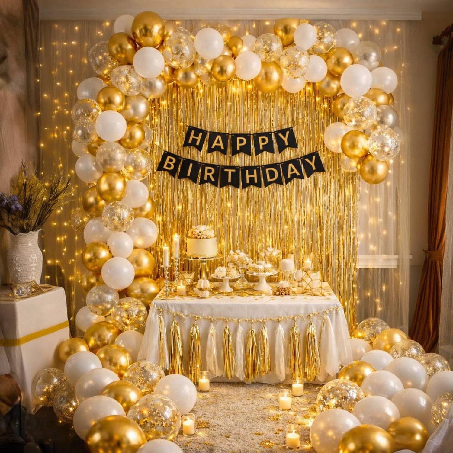 ballooooify Solid Royal Golden White Birthday Arch Balloon