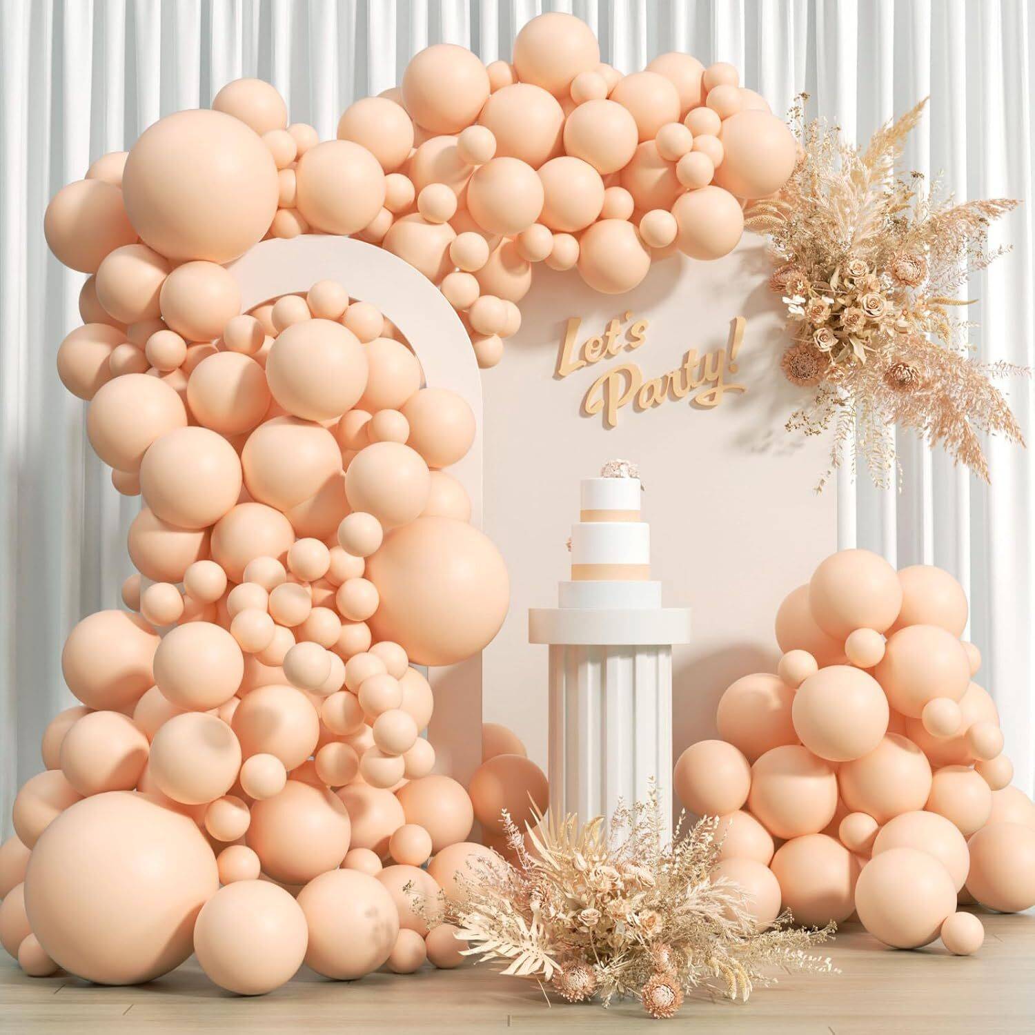 ANILOONS Solid Peach Balloons Garland for Birthday, Wedding, Halloween Decoration. Balloon