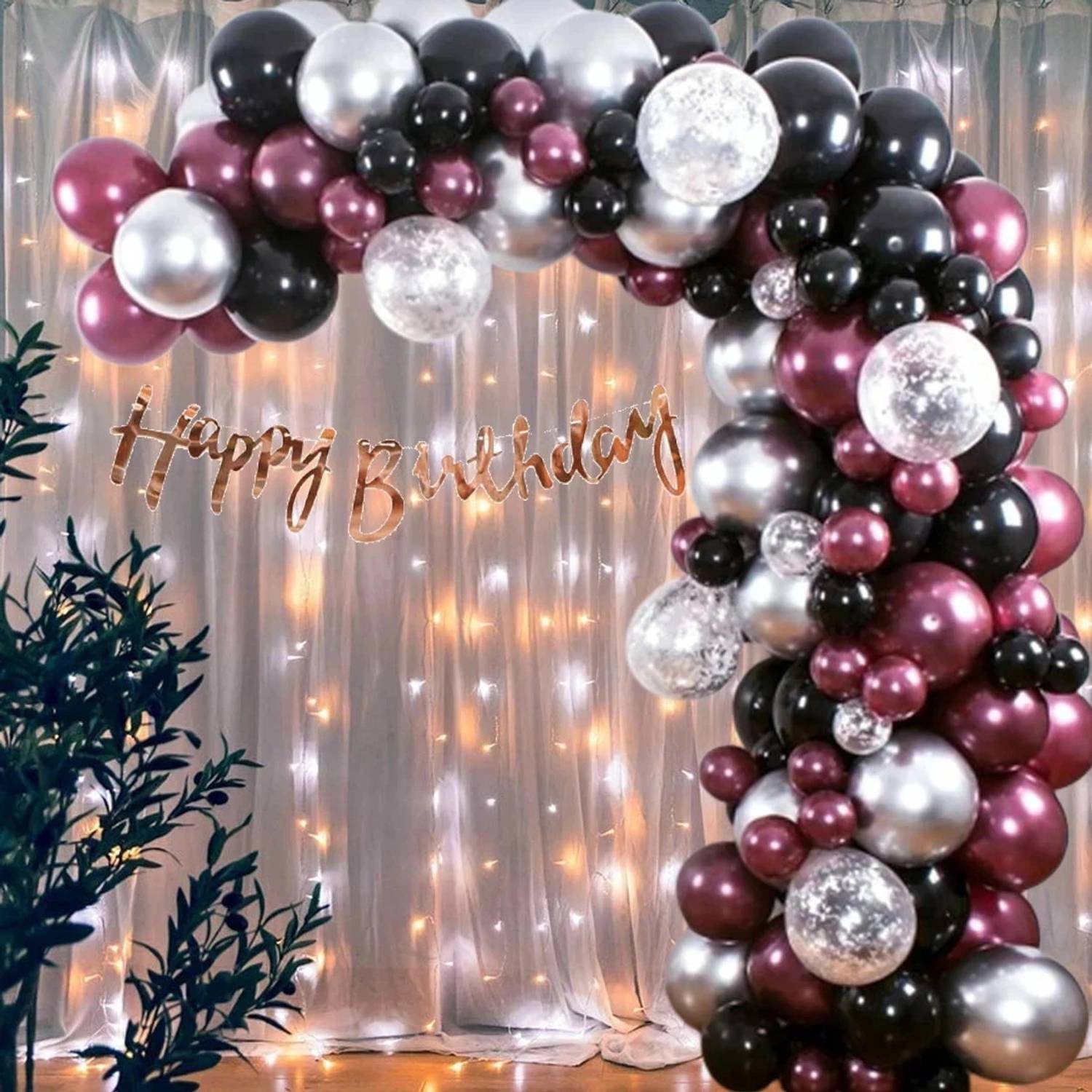 BUC Solid Birthday Decoration Items Combo Kit Balloon