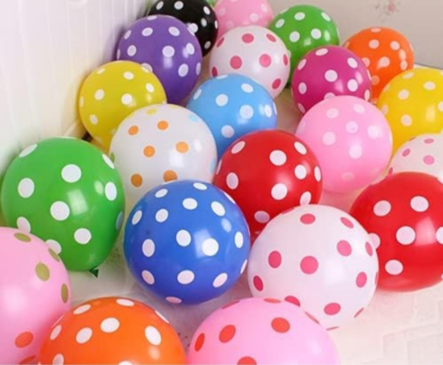 Image of Mosclue Printed Polka Dot Balloons 50 Pcs Multicolour Balloon For Kids /Party /Birthday Decoration Balloon