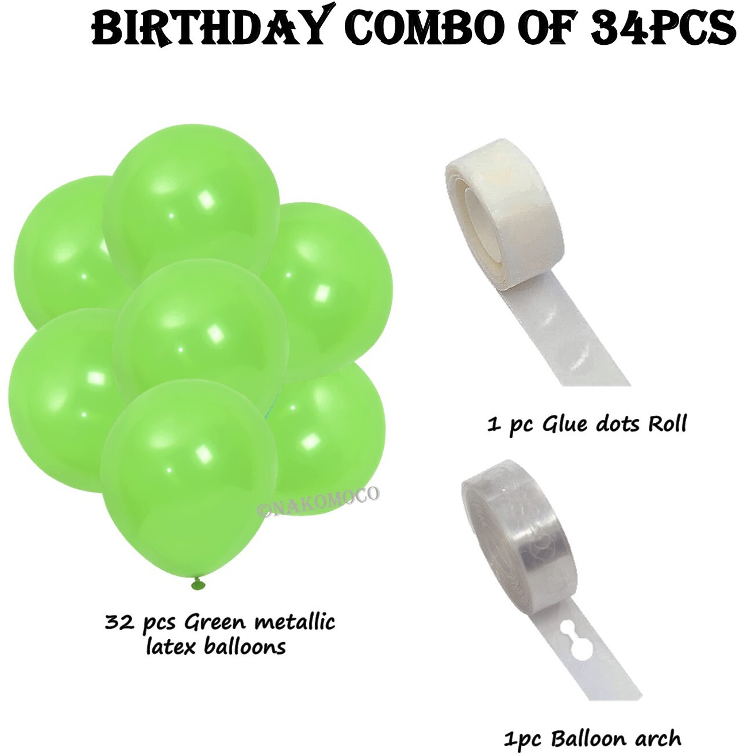 Image of nakomoco Solid Elite Birthday decoration Kit of 34 pcs - For Kids, Husband, girls, wife Balloon