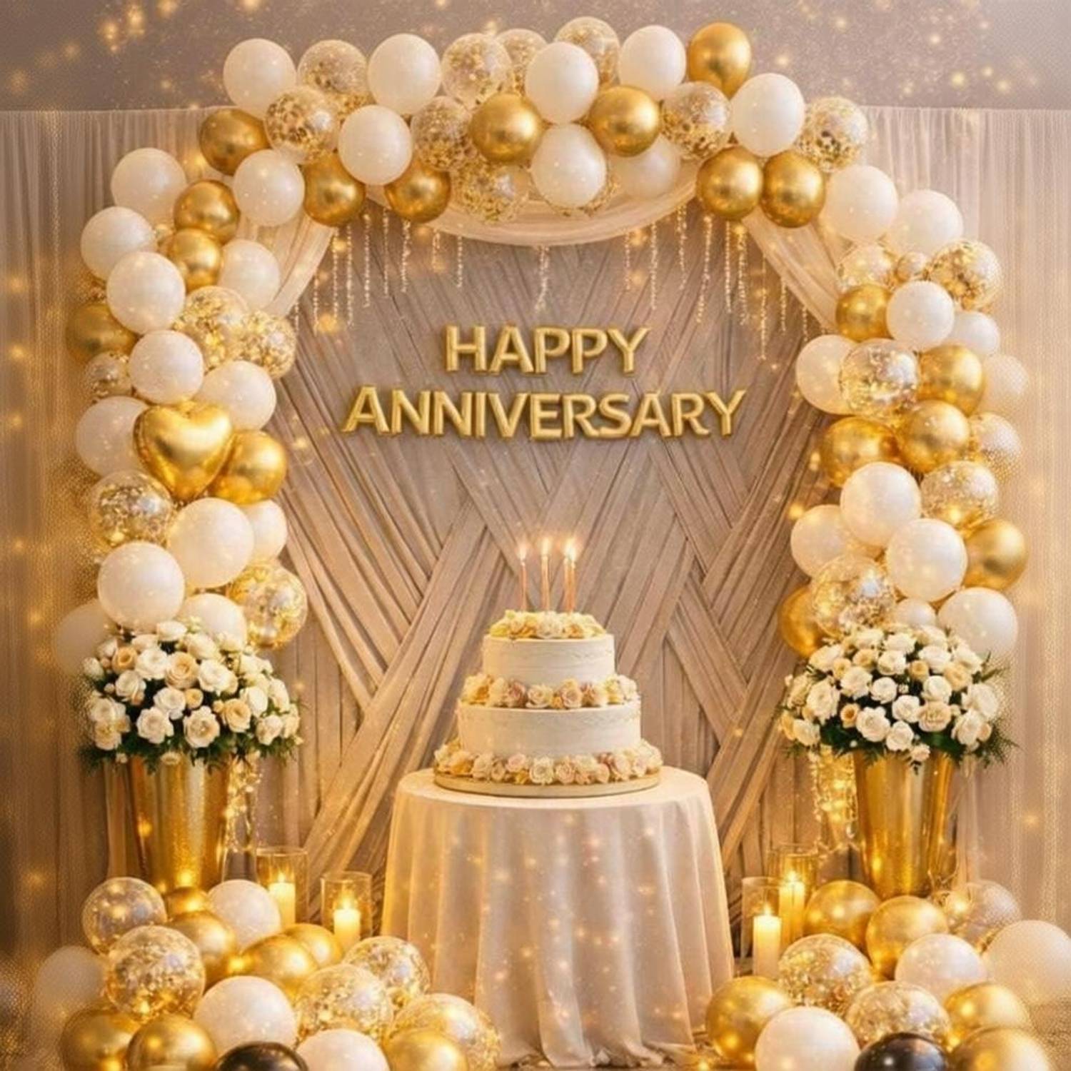 ballooooify Solid Royal Gold & White Anniversary Arch Décor Balloon
