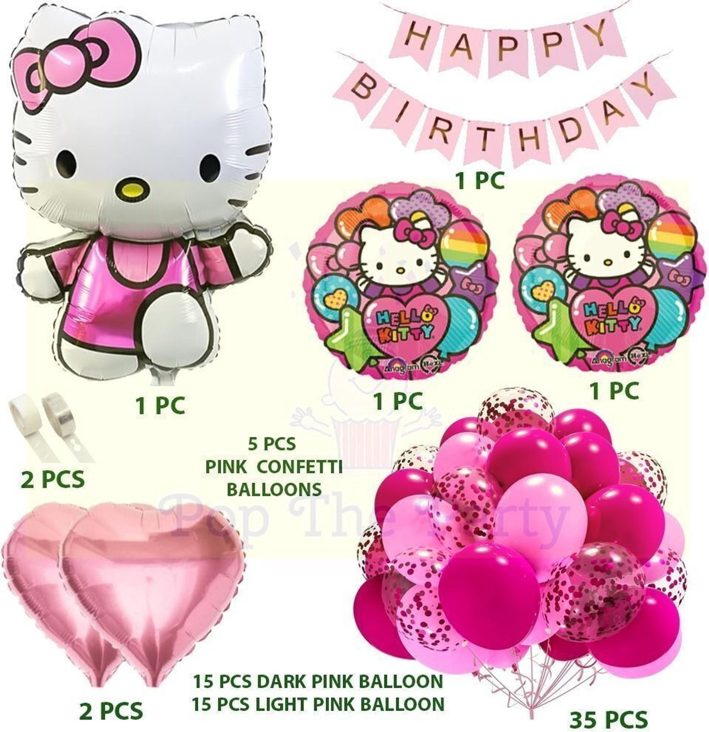 Image of PopTheParty Printed Cat Theme Combo kit Pack for Birthday Party Decorations Balloon Bouquet