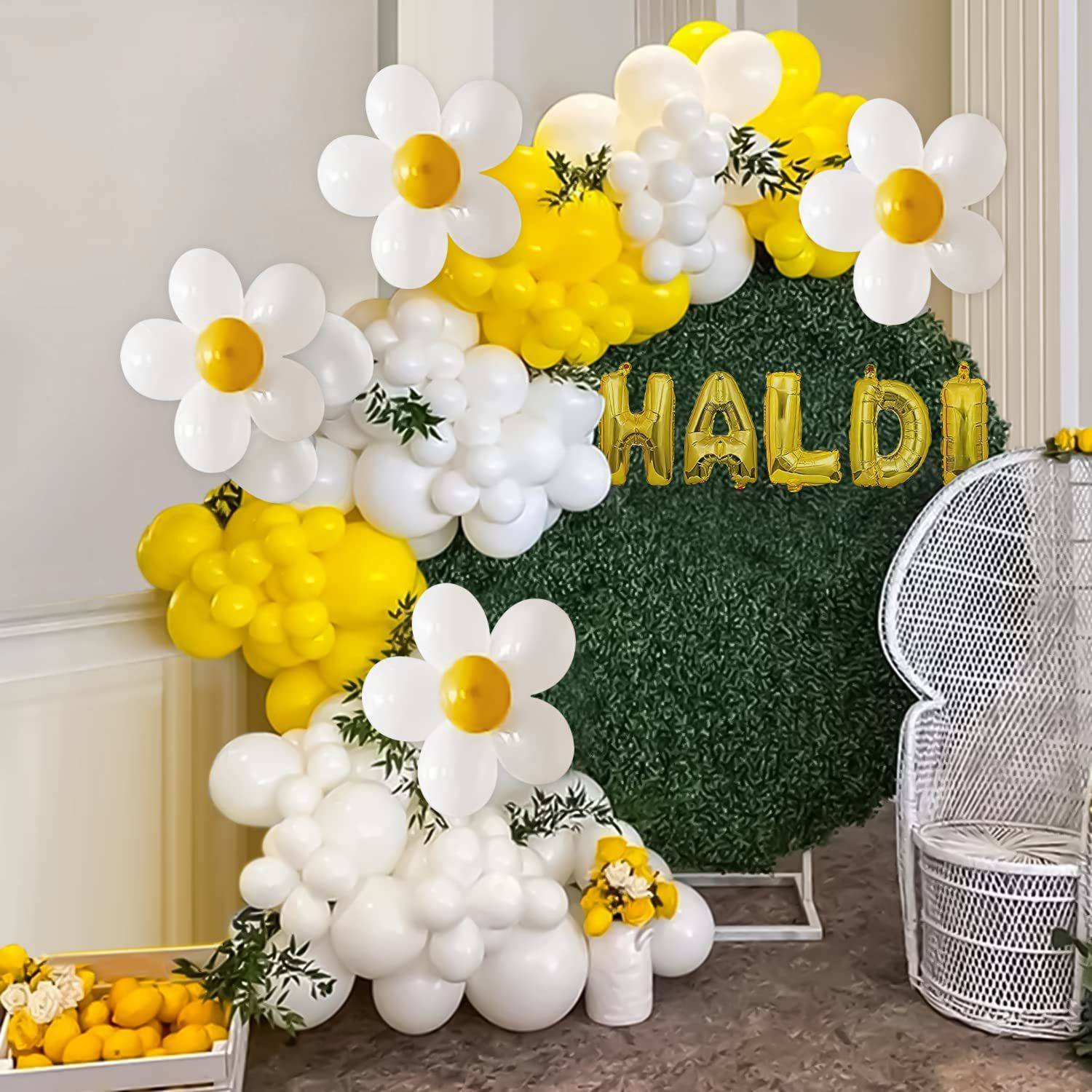 1iAM Solid Haldi Decoration Combo for Wedding |HALDI Foil Balloon, Clip, Pastel & Metallic Balloon