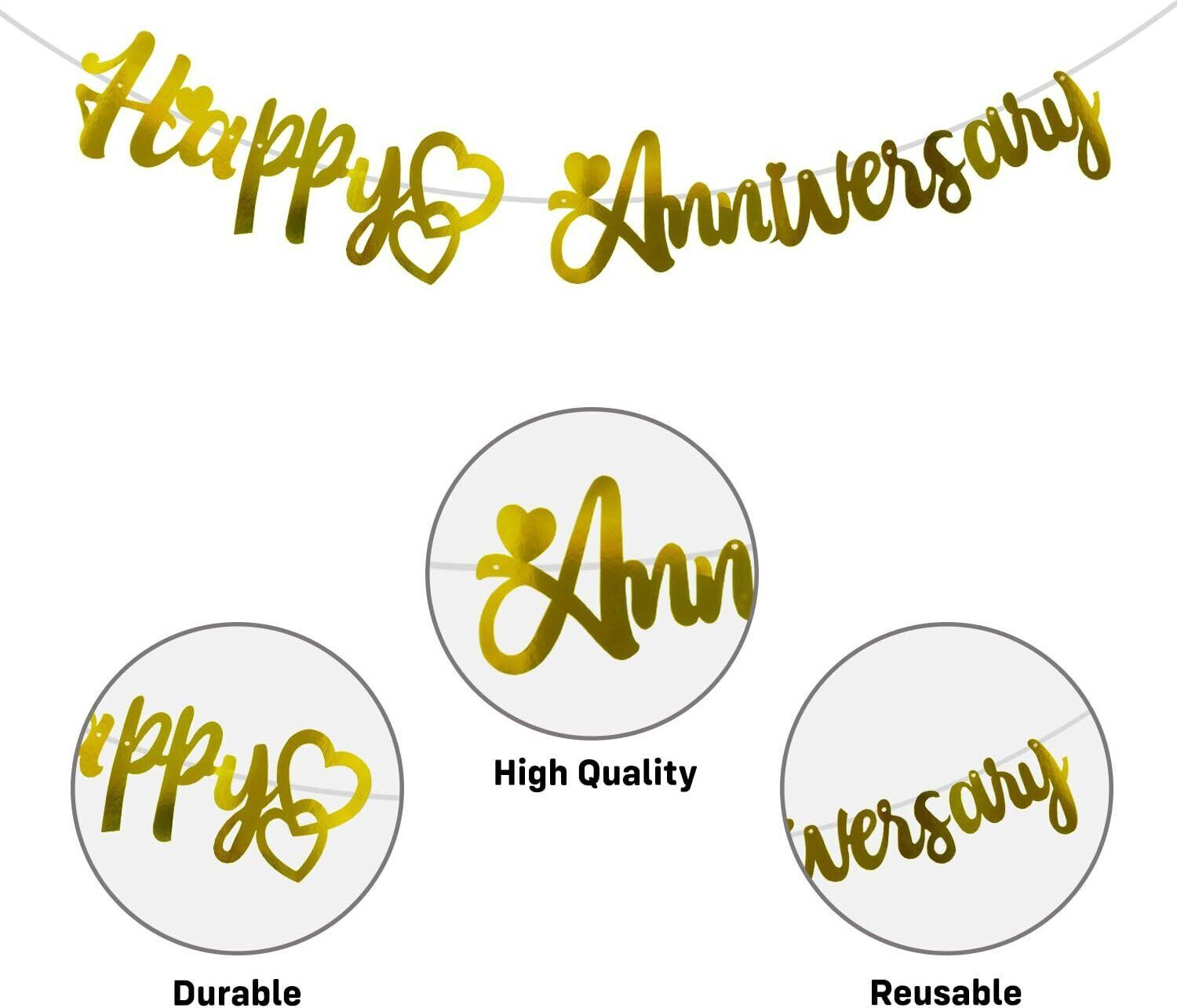 Image of PRIMERISE Solid Happy Anniversary Decoration Items - 61pcs, Happy Anniversary Banner Balloon