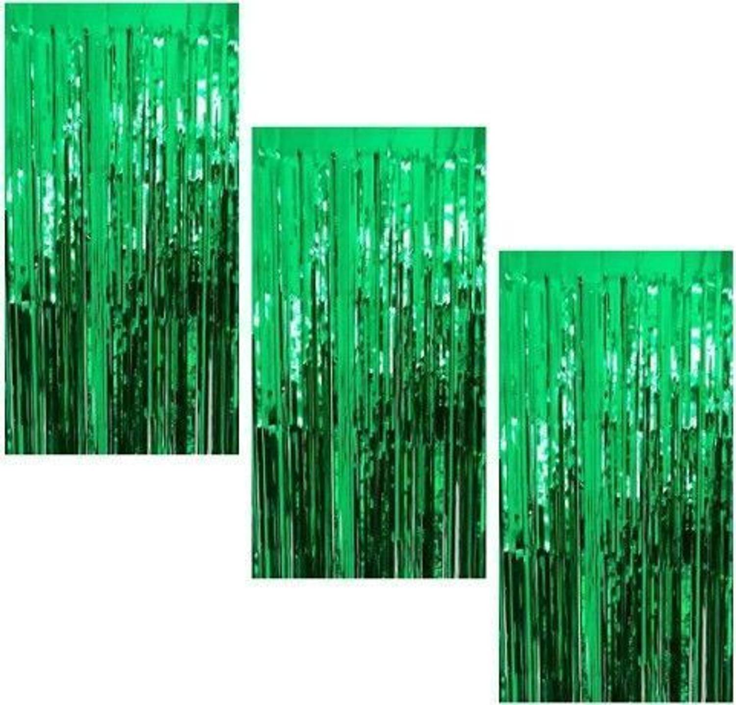 Bloomsevent Solid 3 Green fringe Curtains (Pack of 3 Pcs) Balloon