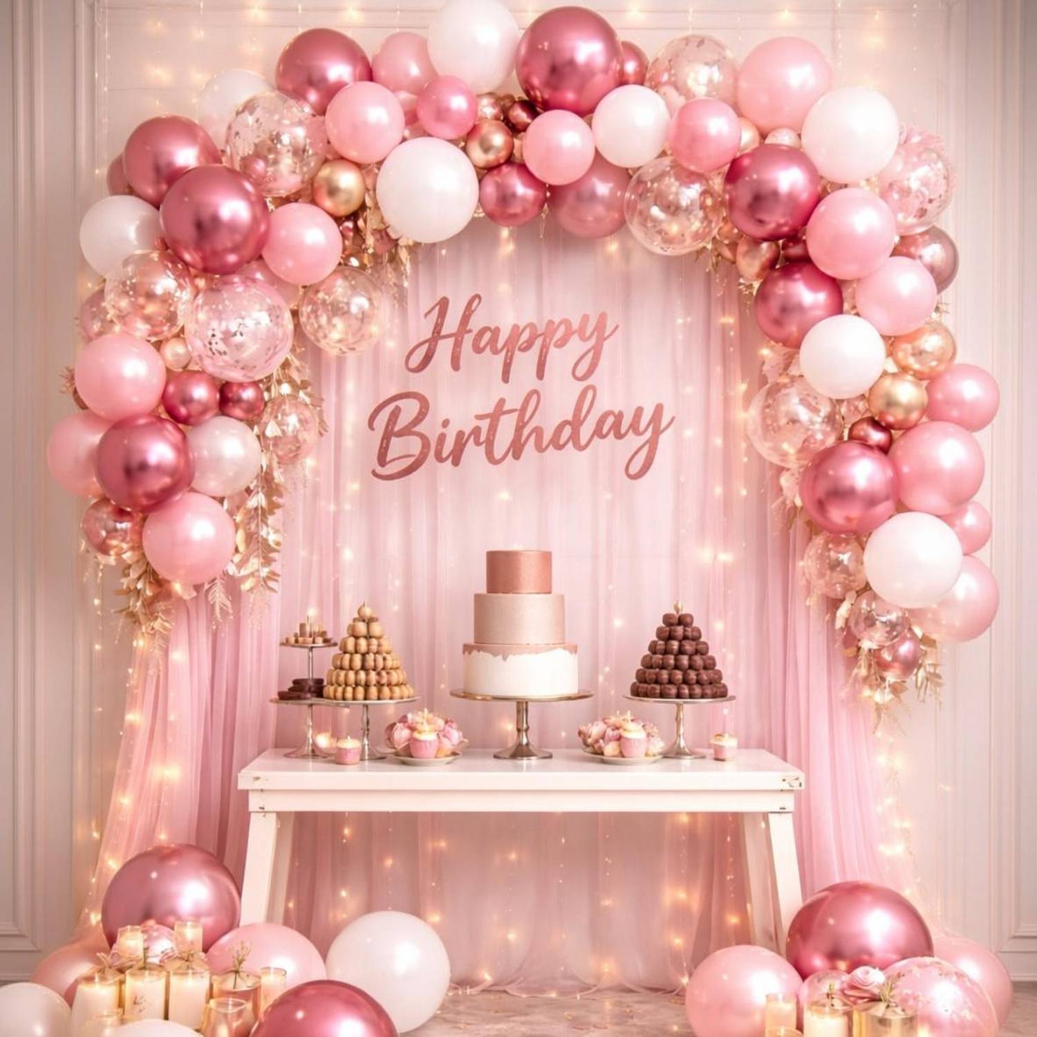 ballooooify Solid Royal Rose Gold Pink White Birthday Arch Décor Balloon