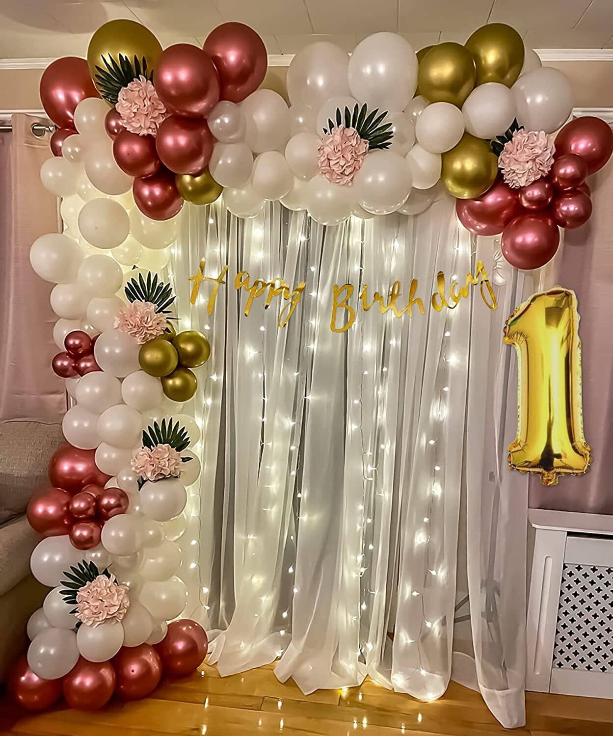 specialyou.in Solid SpecialYou 1st happy birthday decoration items for girls, metallic rose gold Balloon