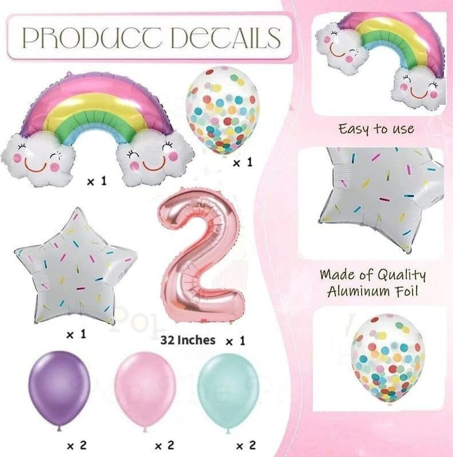 Image of PopTheParty Solid 2nd Rainbow bunch Balloons for Birthday Decorations Balloon Bouquet