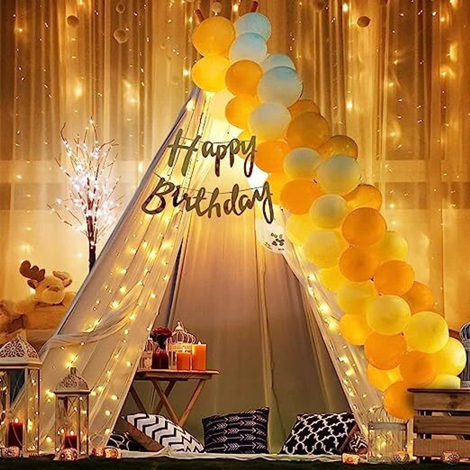 Image of PARTY MIDLINKERZ Solid Printed Happy Birthday Decoration kit Combo - 26 Pcs for Birthday Decor Balloon
