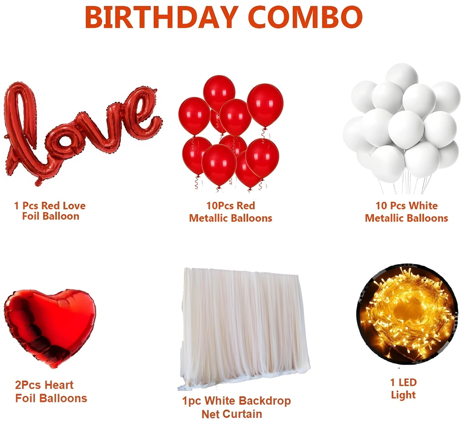 Image of Balloon&You Solid Net Curtain Kit For Love, Bed Room, Wedding, Anniversary, Birthday, Baby Shower Balloon