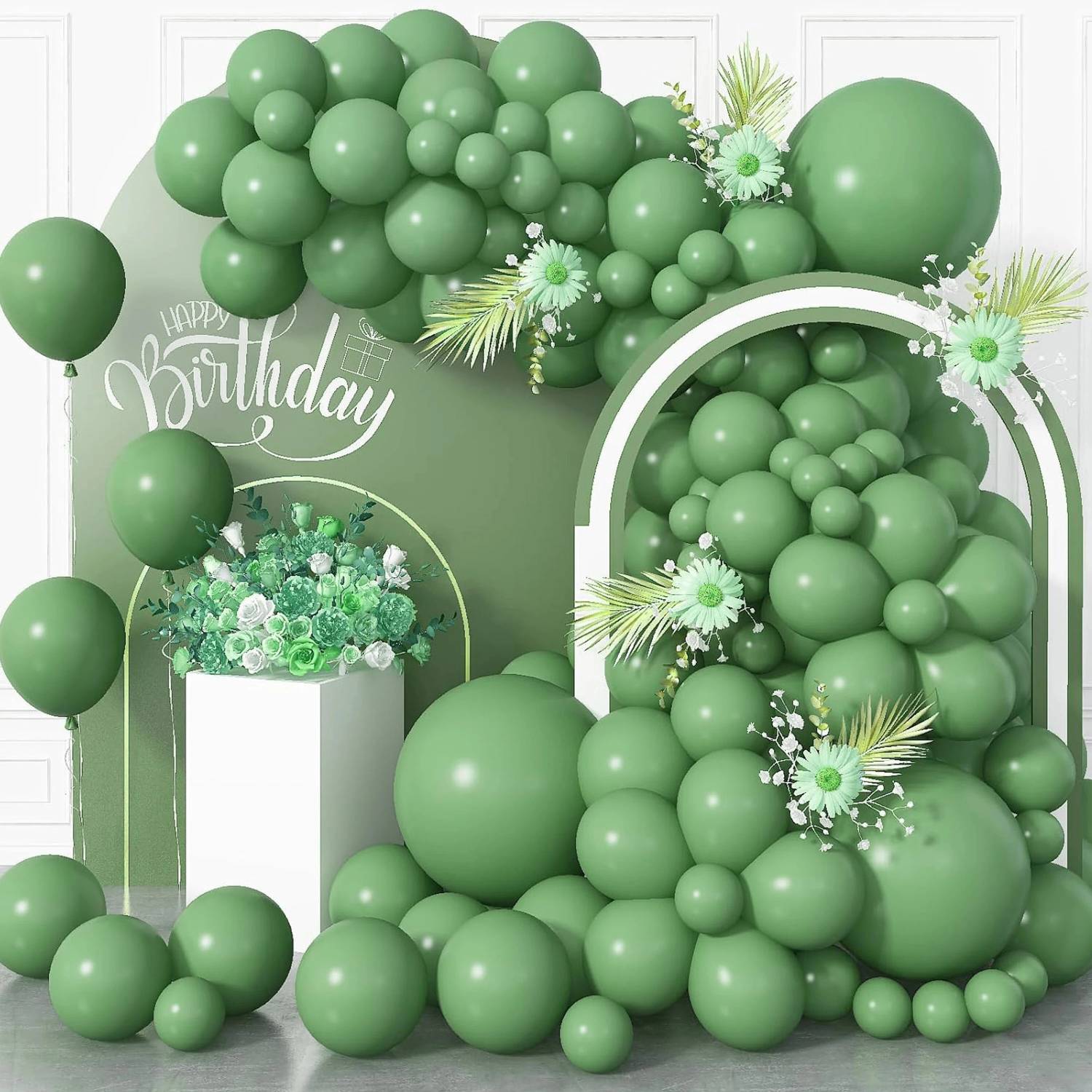 1iAM Solid Olive Retro Balloons for - Birthday, Anniversary, Mehndi, Wedding, Teacher's Day Balloon