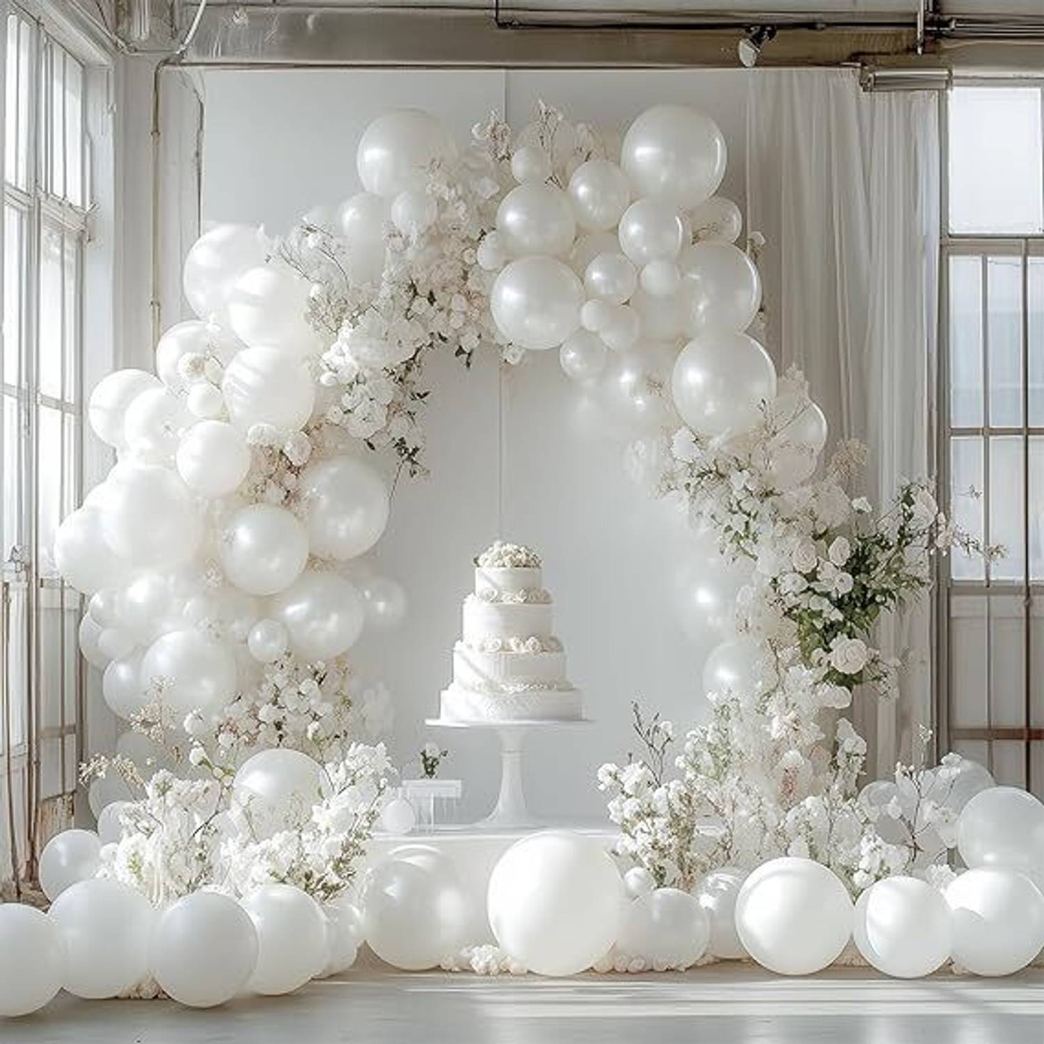 ANILOONS Solid White Balloon Birthday Decoration Kit. Balloon
