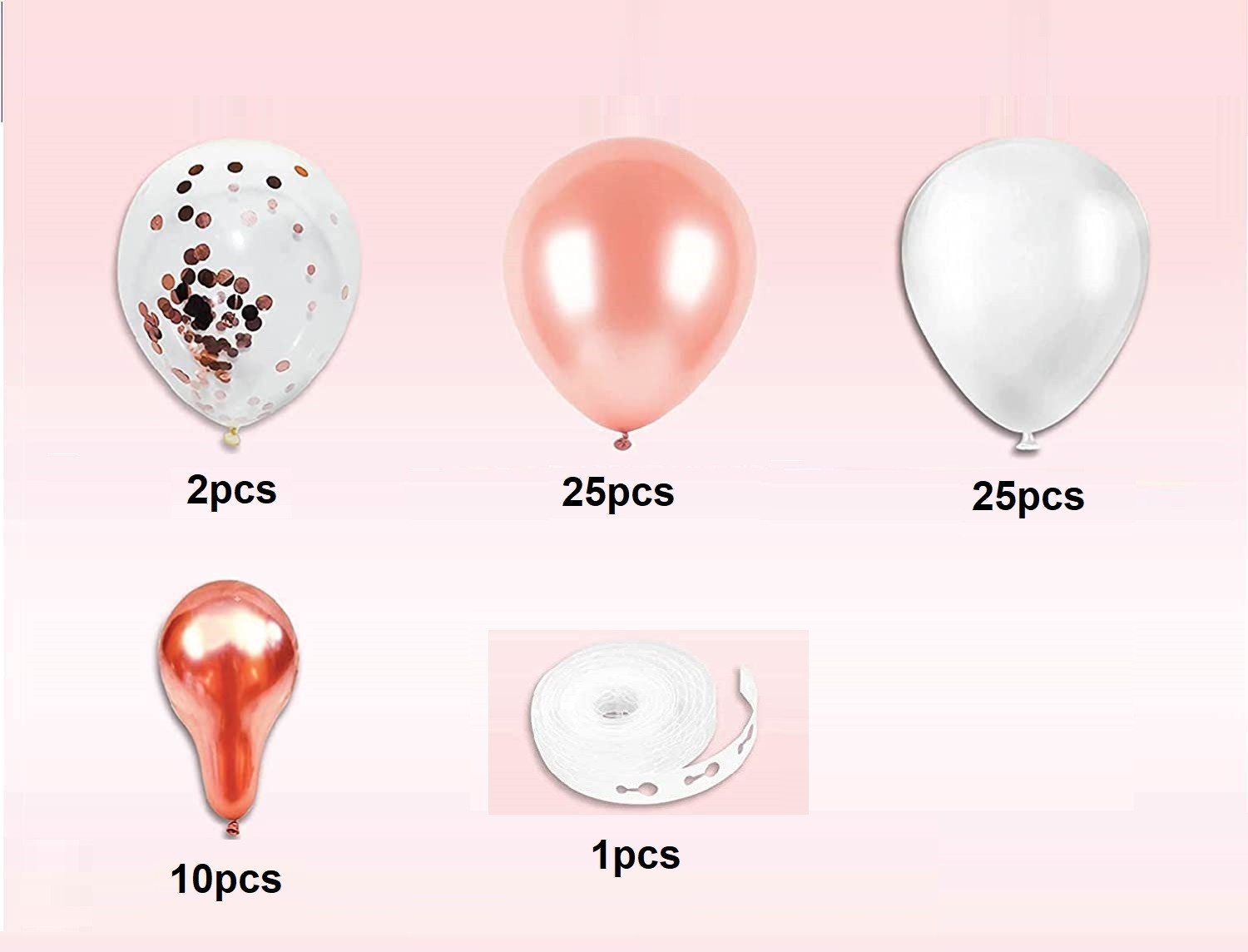 Image of R G ACCESSORIES Solid White Pink Balloons Garland Decoration Kit With Arch Pack Of 61 Balloon
