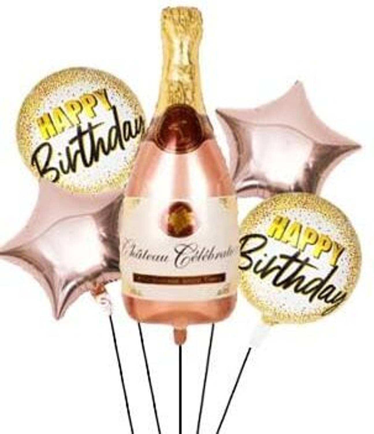 Abhinandan Decors Printed Champagne Rose Gold Foil Balloons Balloon Bouquet