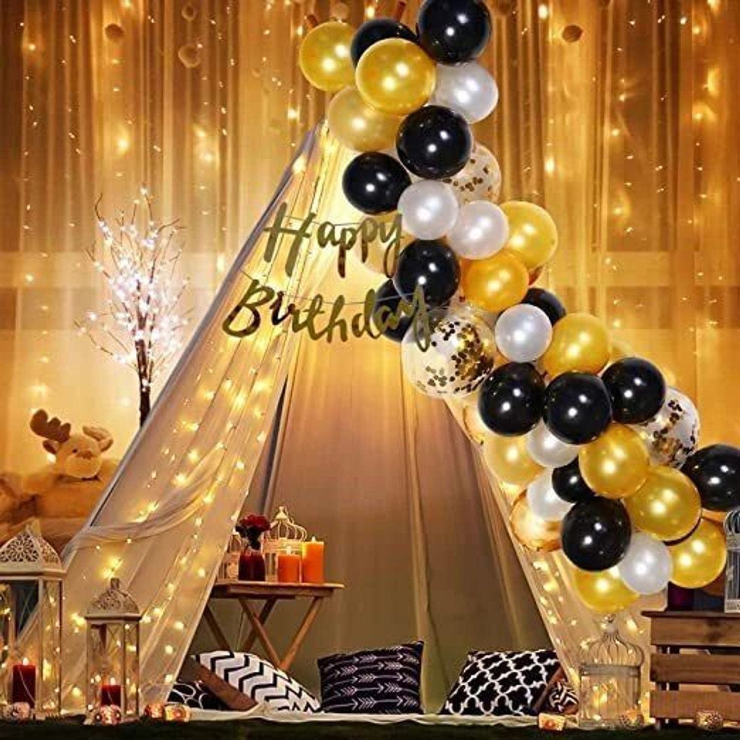 Image of PARTY MIDLINKERZ Solid Printed Happy Birthday Decoration kit Combo - 26 Pcs for Decor Balloon
