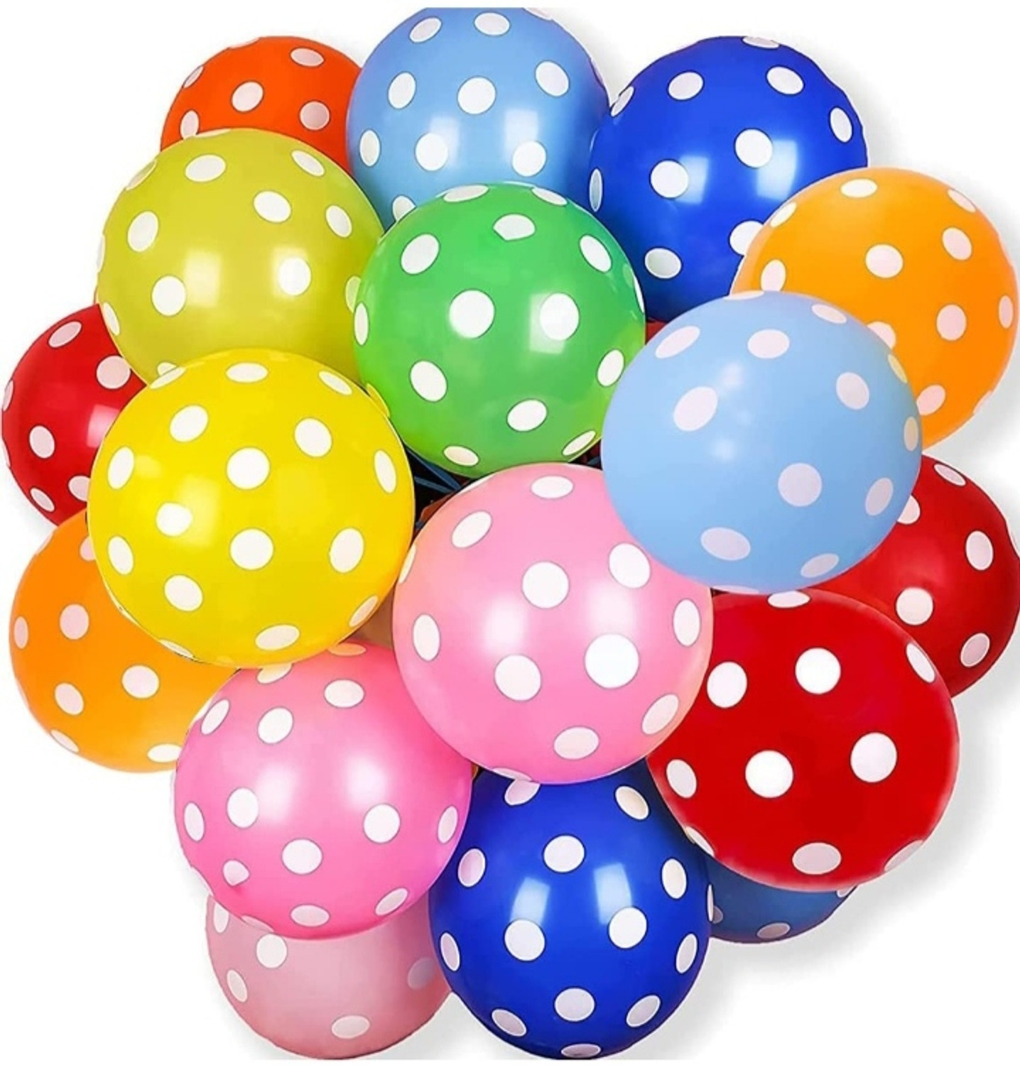 Image of Mosclue Printed Polka Dot Balloons 50 Pcs Multicolour Balloon For Kids /Party /Birthday Decoration Balloon