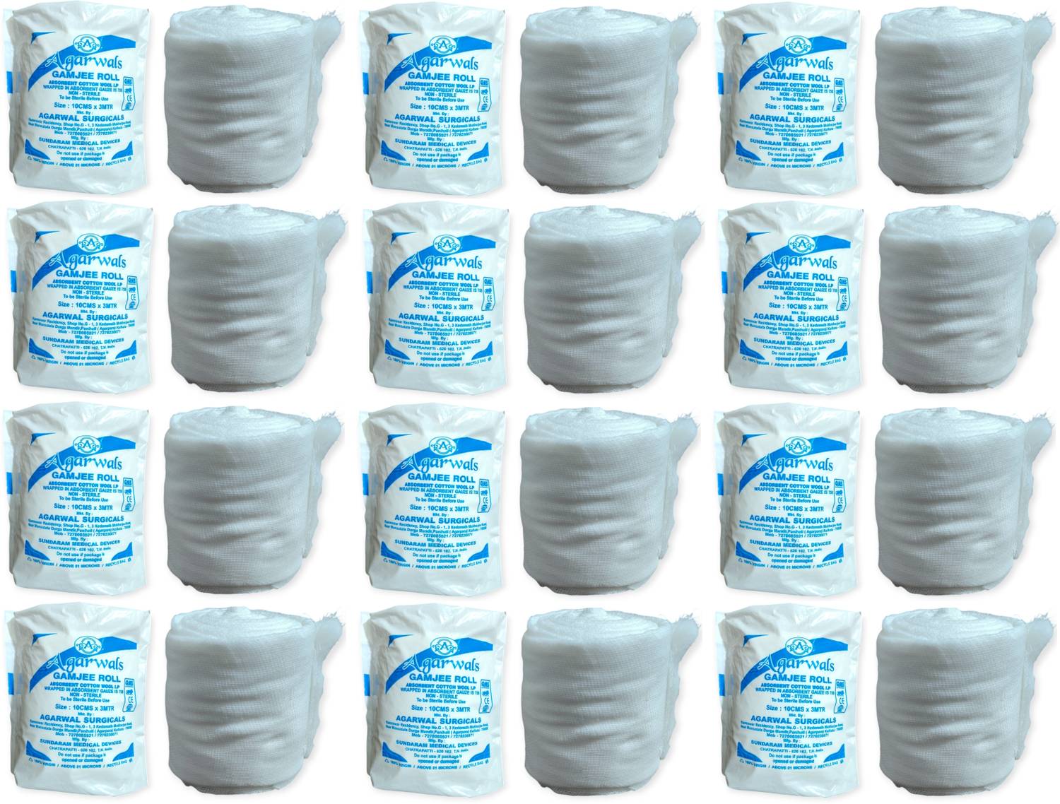 Agarwals Gamjee Roll Post Operation Absorbent Cotton Wool 10cm x 3mtr(Pack of 12) Bandage Protector