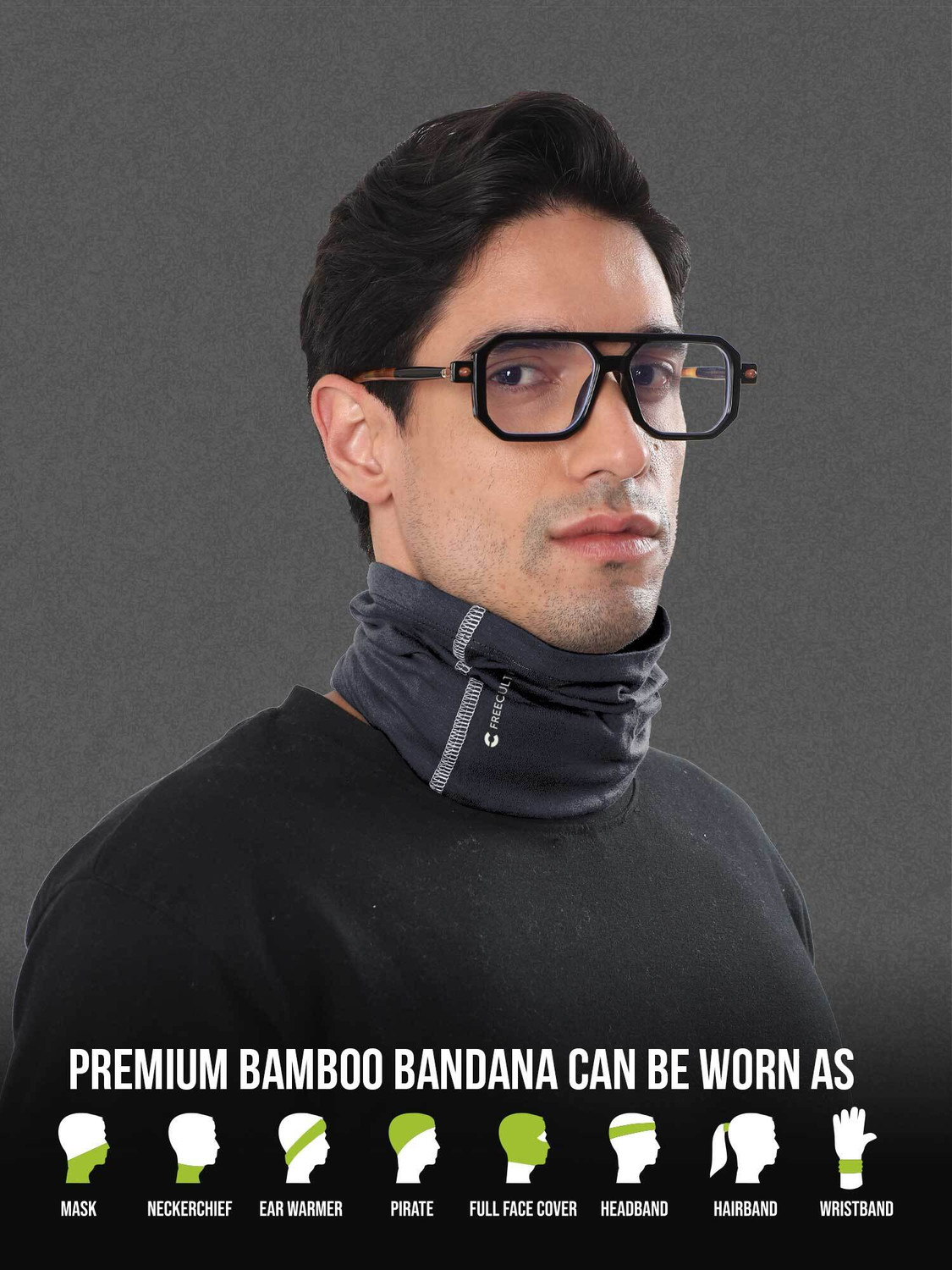 Image of FREECULTR Unisex Anti Microbial Super Soft & Comfort Fit, Breathable Multipurpose Headband, Face Mask for Dust Protection Men Solid Bandana