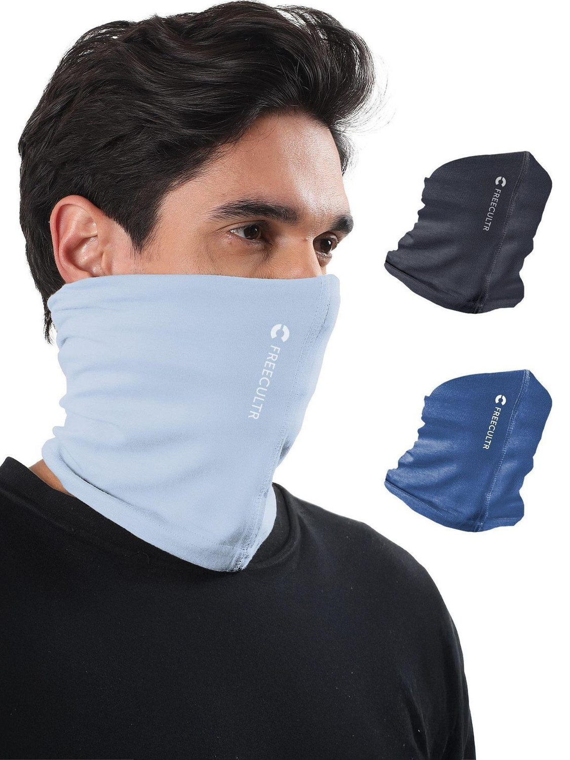 Image of FREECULTR Unisex Anti Microbial Super Soft & Comfort Fit, Breathable Multipurpose Headband, Face Mask for Dust Protection Men Solid Bandana (Pack of 3)