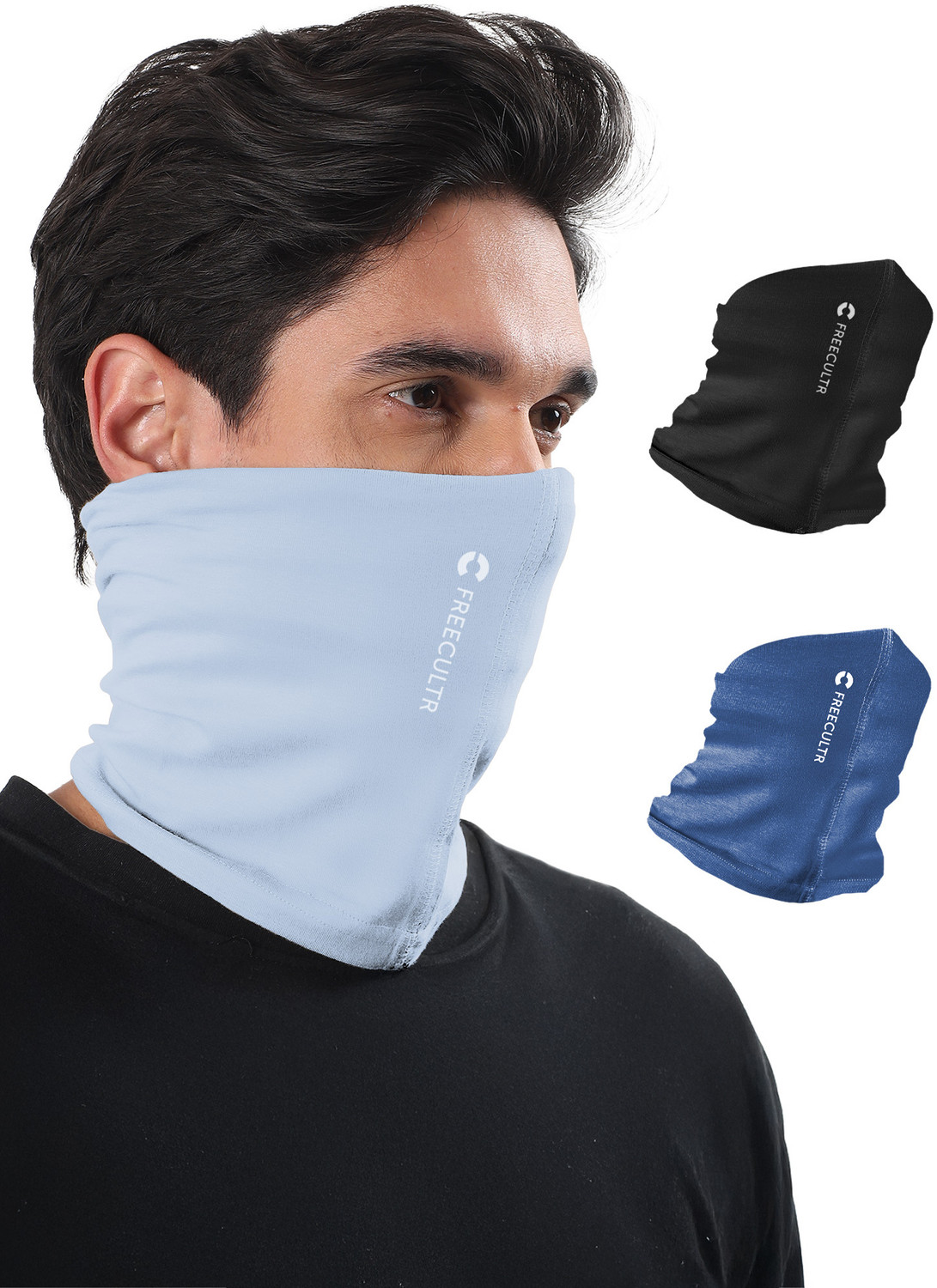 Image of FREECULTR Unisex Anti Microbial Super Soft & Comfort Fit, Breathable Multipurpose Headband, Face Mask for Dust Protection Men Solid Bandana