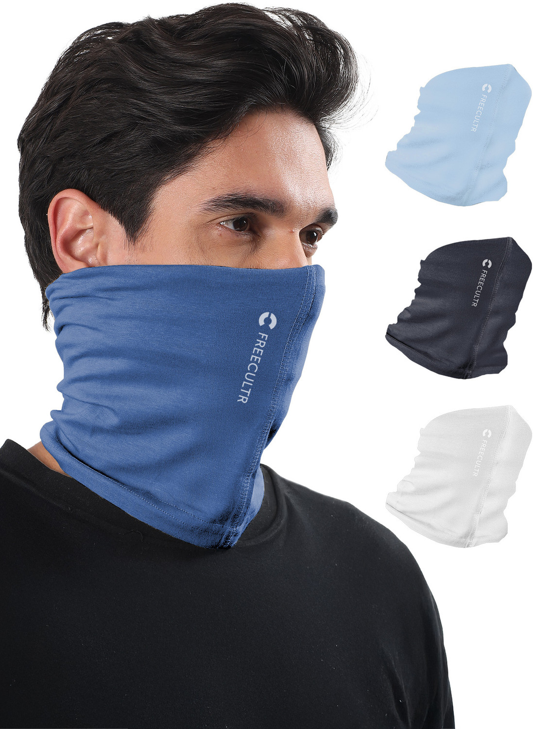 Image of FREECULTR Unisex Anti Microbial Super Soft & Comfort Fit, Breathable Multipurpose Headband, Face Mask for Dust Protection Men Solid Bandana