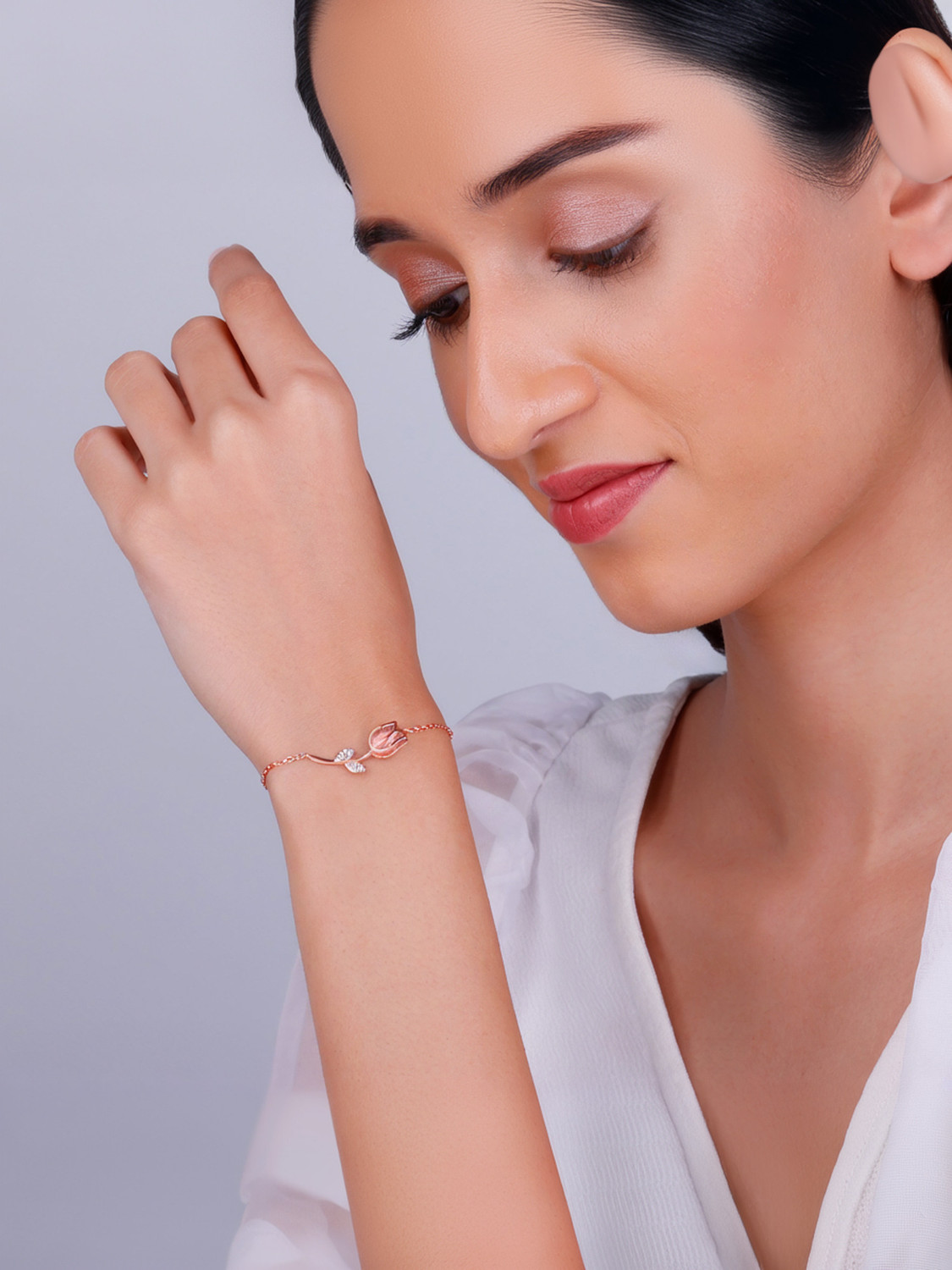 Image of GIVA Sterling Silver Zircon Rhodium Bracelet