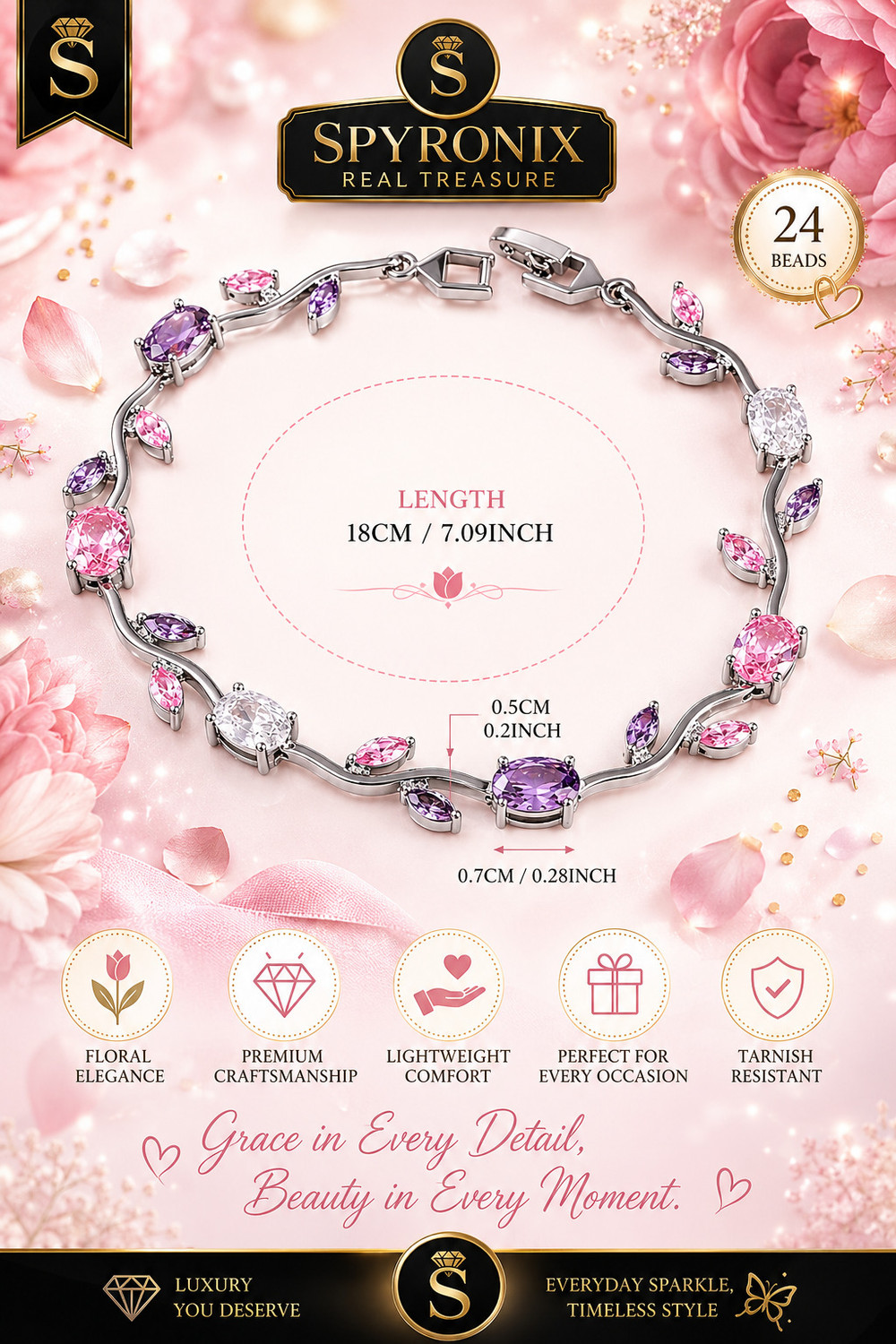 Image of spyronix Stainless Steel Cubic Zirconia Gold-plated Bracelet