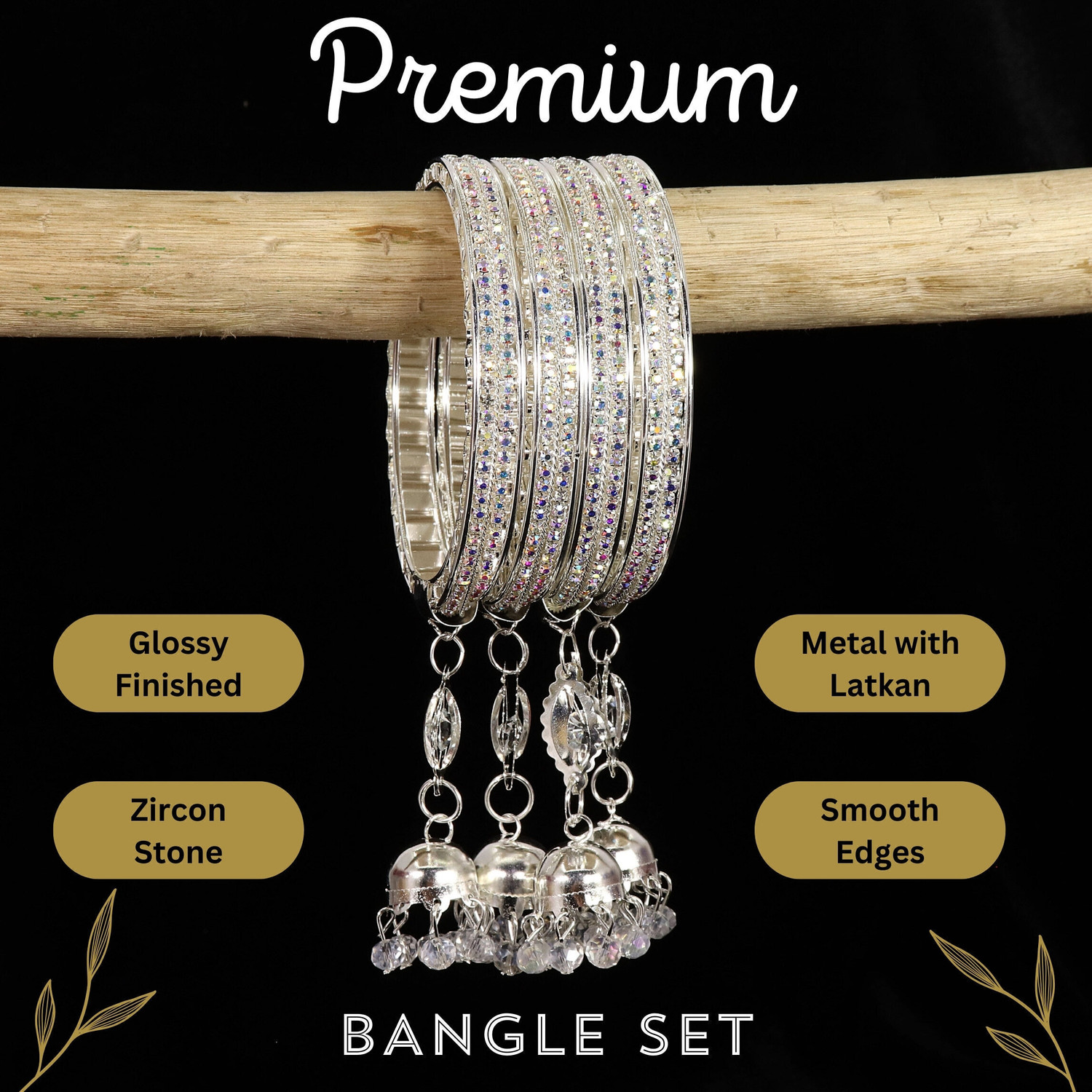 Image of LAVAZZA Metal Diamond Silver Bangle Set