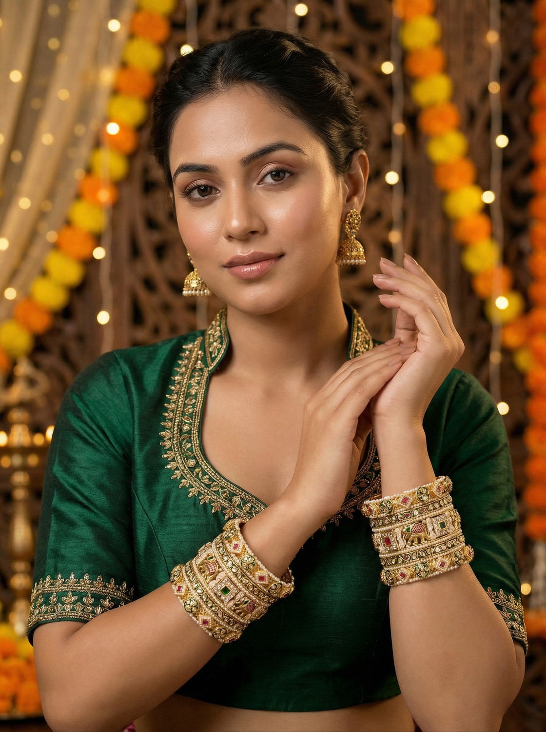 Image of weddingchuda Metal Beads Bangle Set